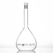 Class A Volumetric Flask with Hollow Glass Stopper and Certificate, 5000mL, White Graduations, Borosilicate Glass