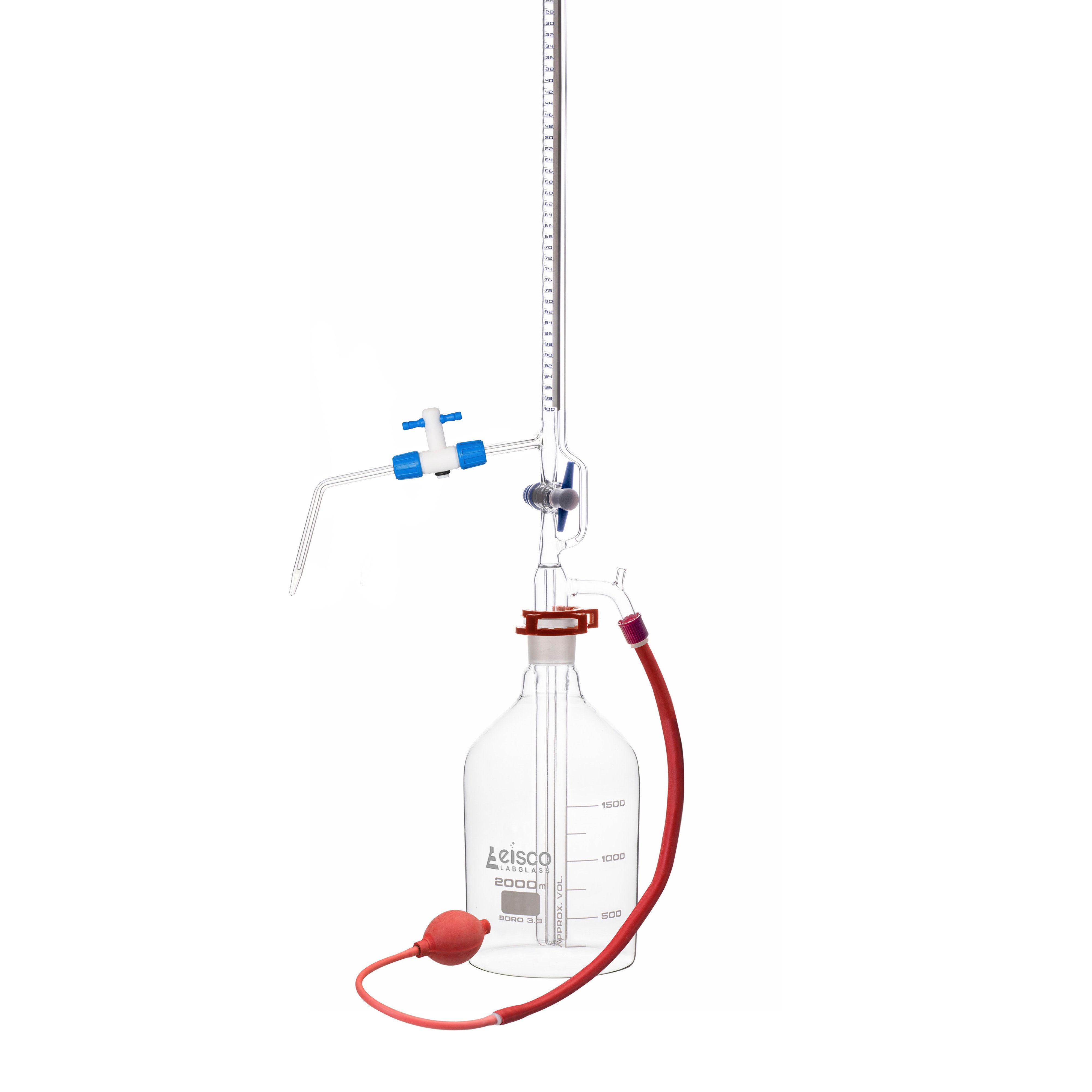 Class A Automatic Zero Schellbach Burette with 2000mL Reservoir, 100mL, 34/35 Joint, Borosilicate Glass