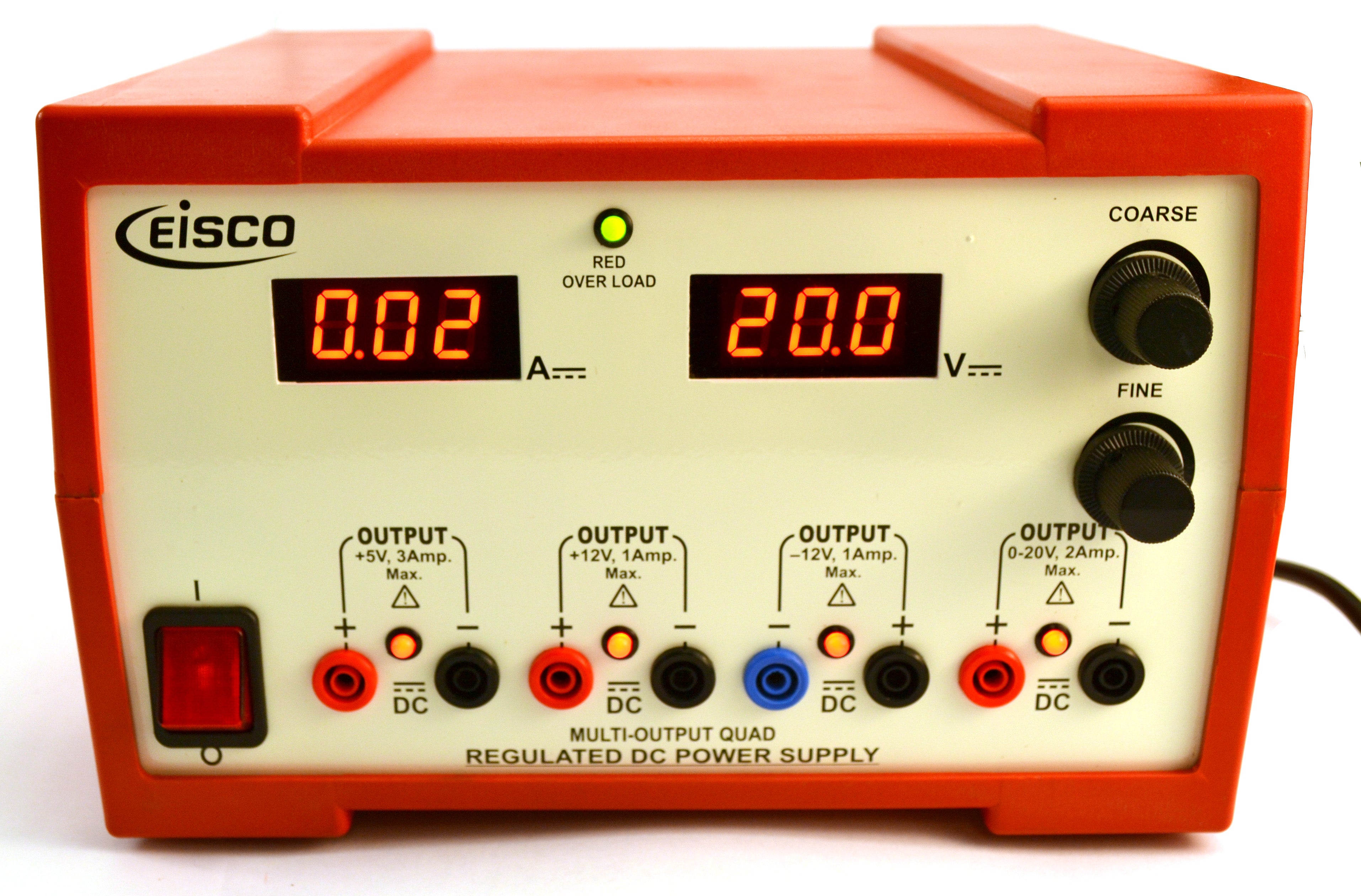 4-Output Regulated DC Power Supply (+5V/3A, ±12V/1A, 0-20V/2A)
