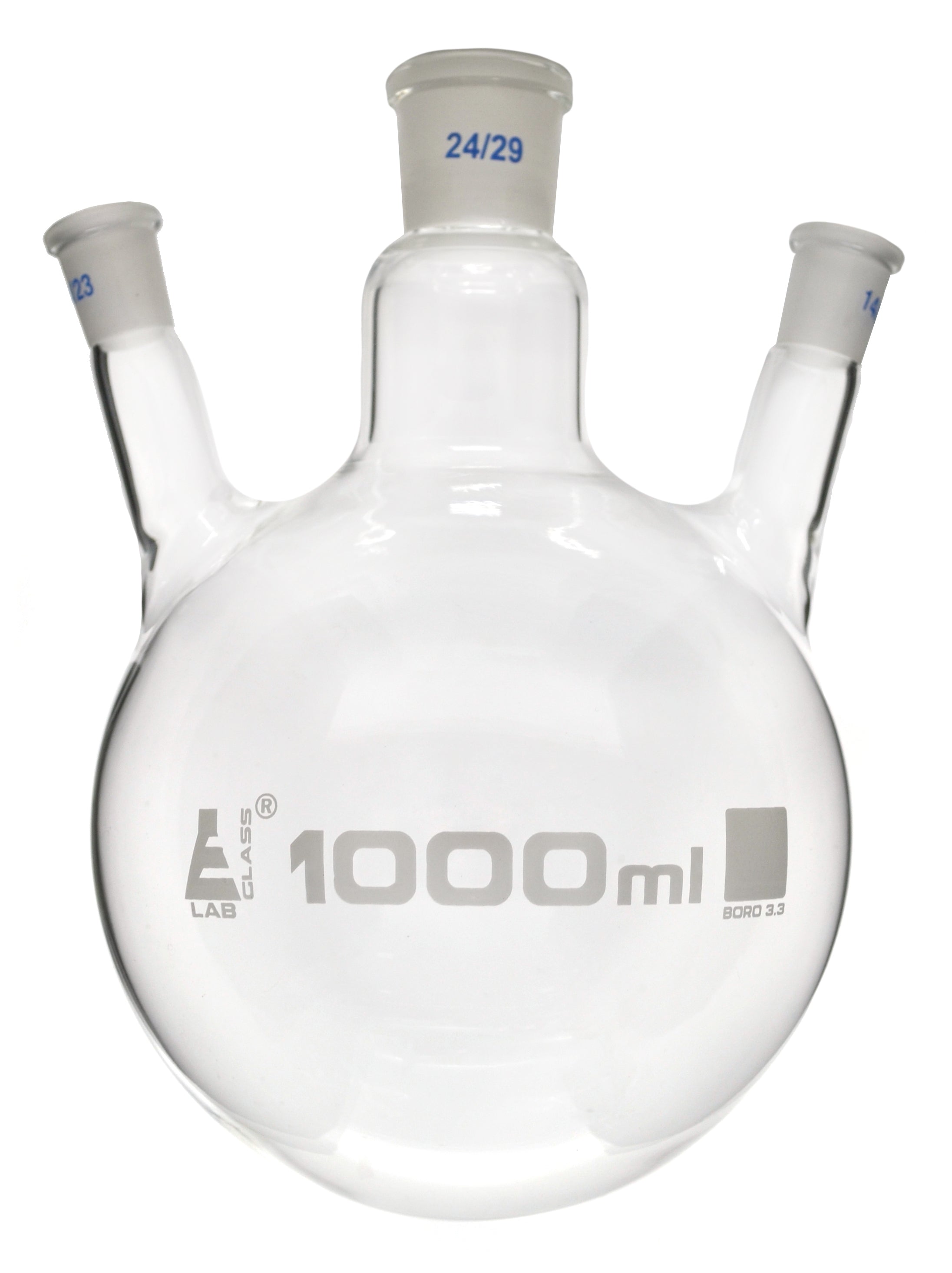 Round Bottom Three-Angled-Neck Borosilicate Glass Distillation Flask