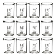 12-Pack Low Form Griffin Beakers with Spout, Ungraduated, 10mL, Borosilicate 3.3 Glass
