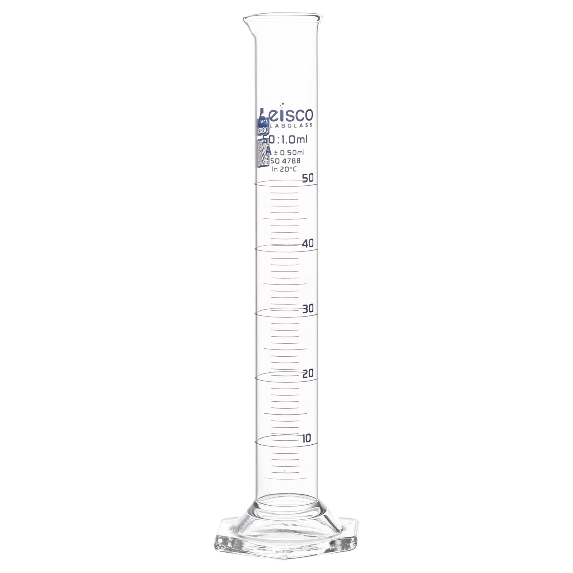 ASTM Class A Borosilicate Glass Graduated Cylinder with QR Certificate, Blue Graduations
