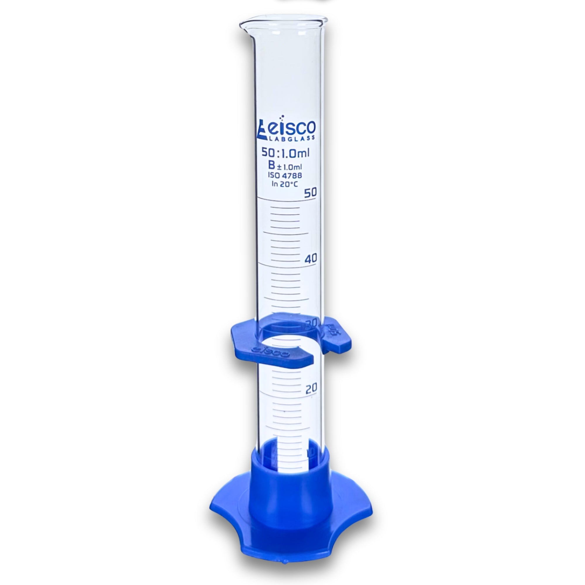 Class B Borosilicate Glass Graduated Cylinder with Spout and Protective Collar