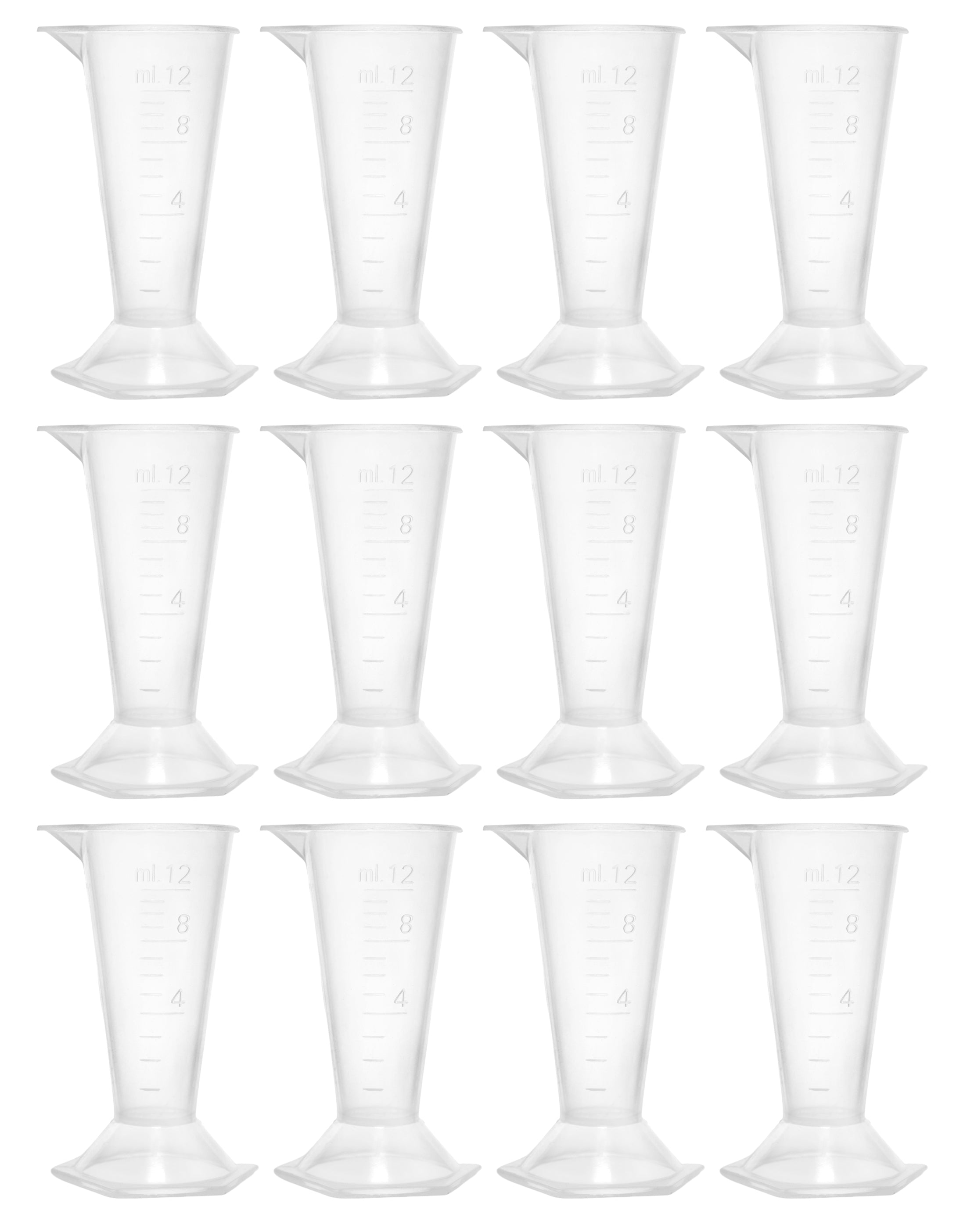Translucent Polypropylene Conical Measure with Raised Graduations, 12-Pack