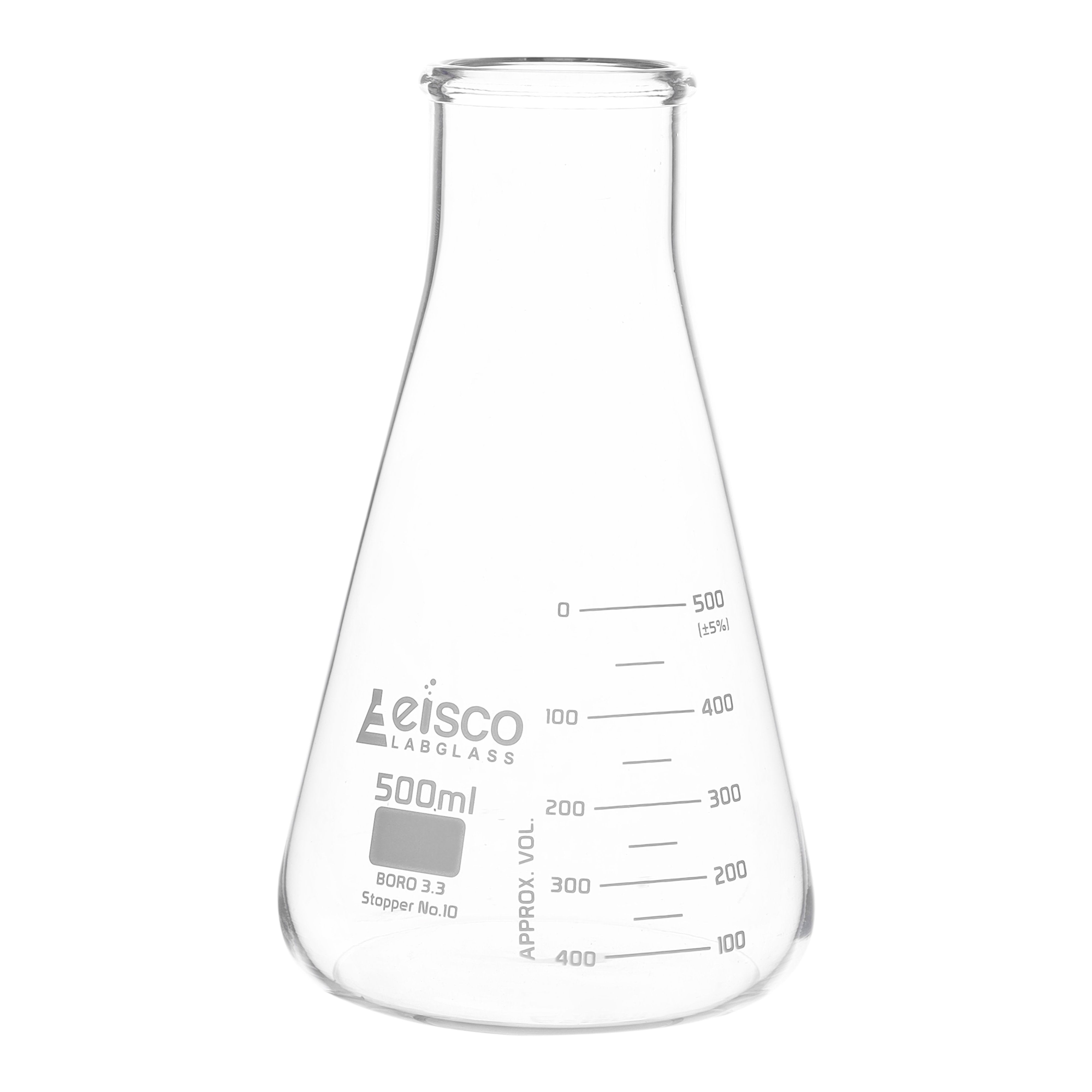 ASTM Wide Neck Borosilicate Glass Erlenmeyer Flask with Dual Scale