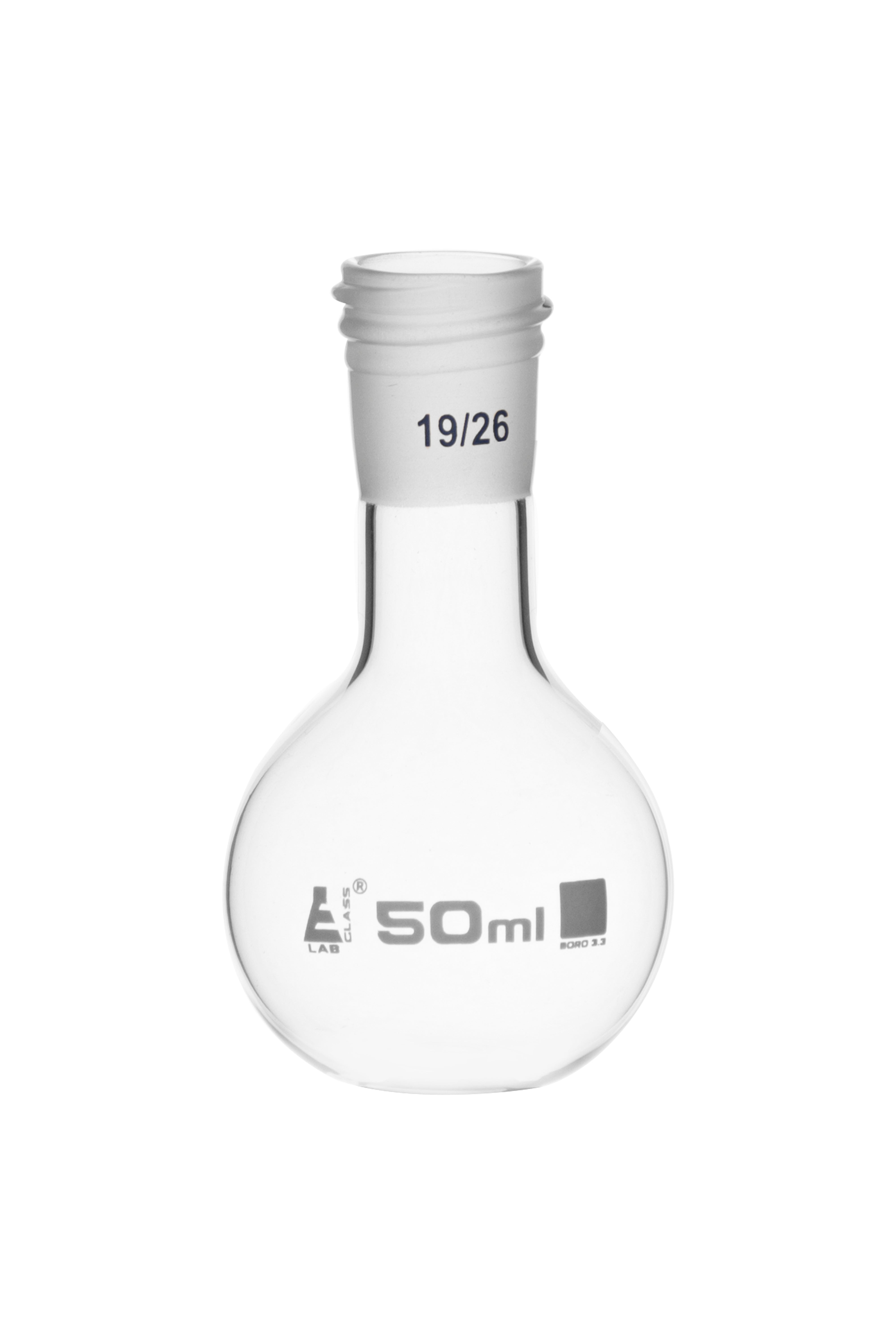 Flat Bottom Borosilicate Glass Boiling Flask with Threaded Joint