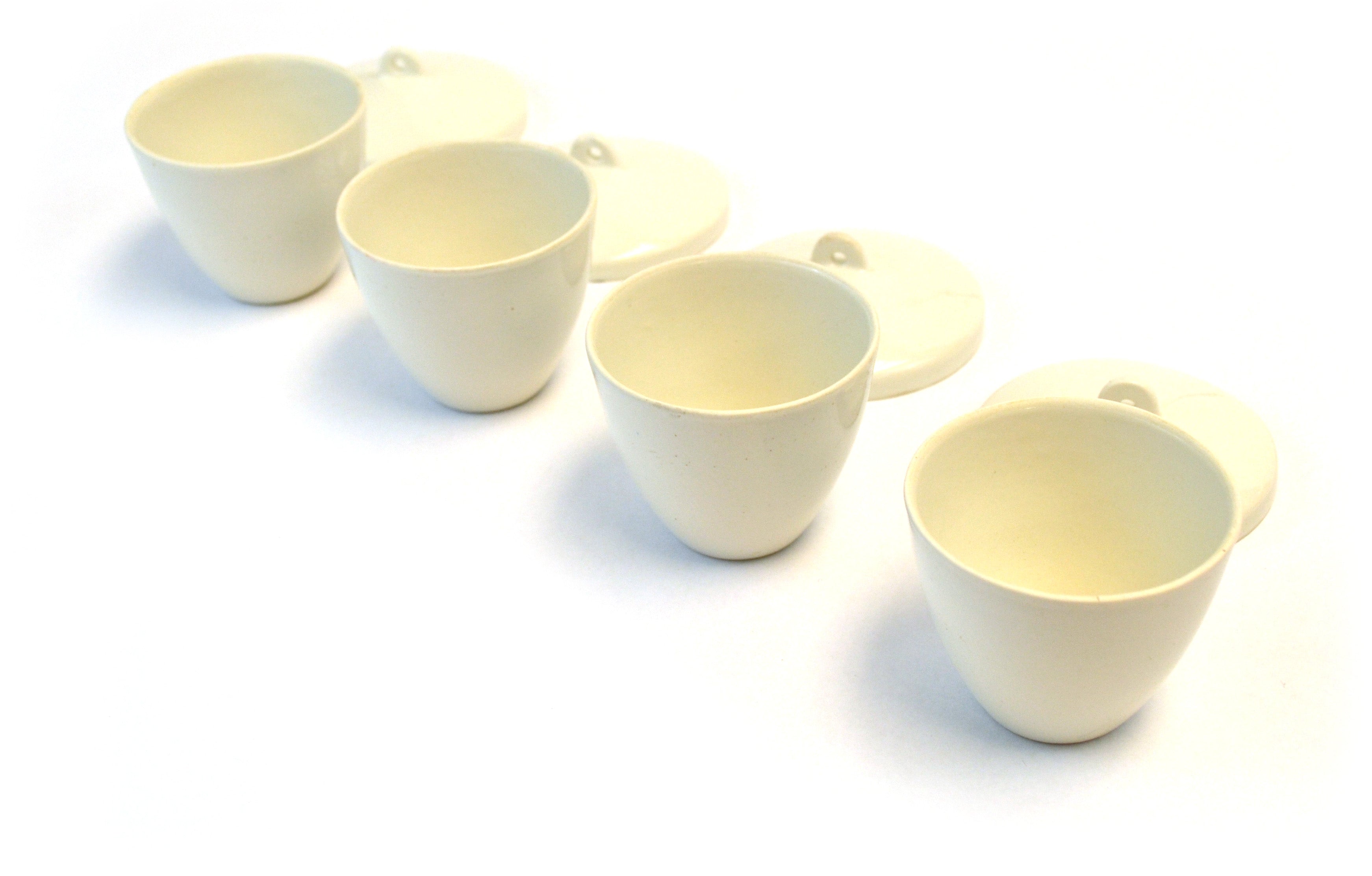 8-Piece Glazed Porcelain Scientific Sake Set with 4 Cups and 4 Lids
