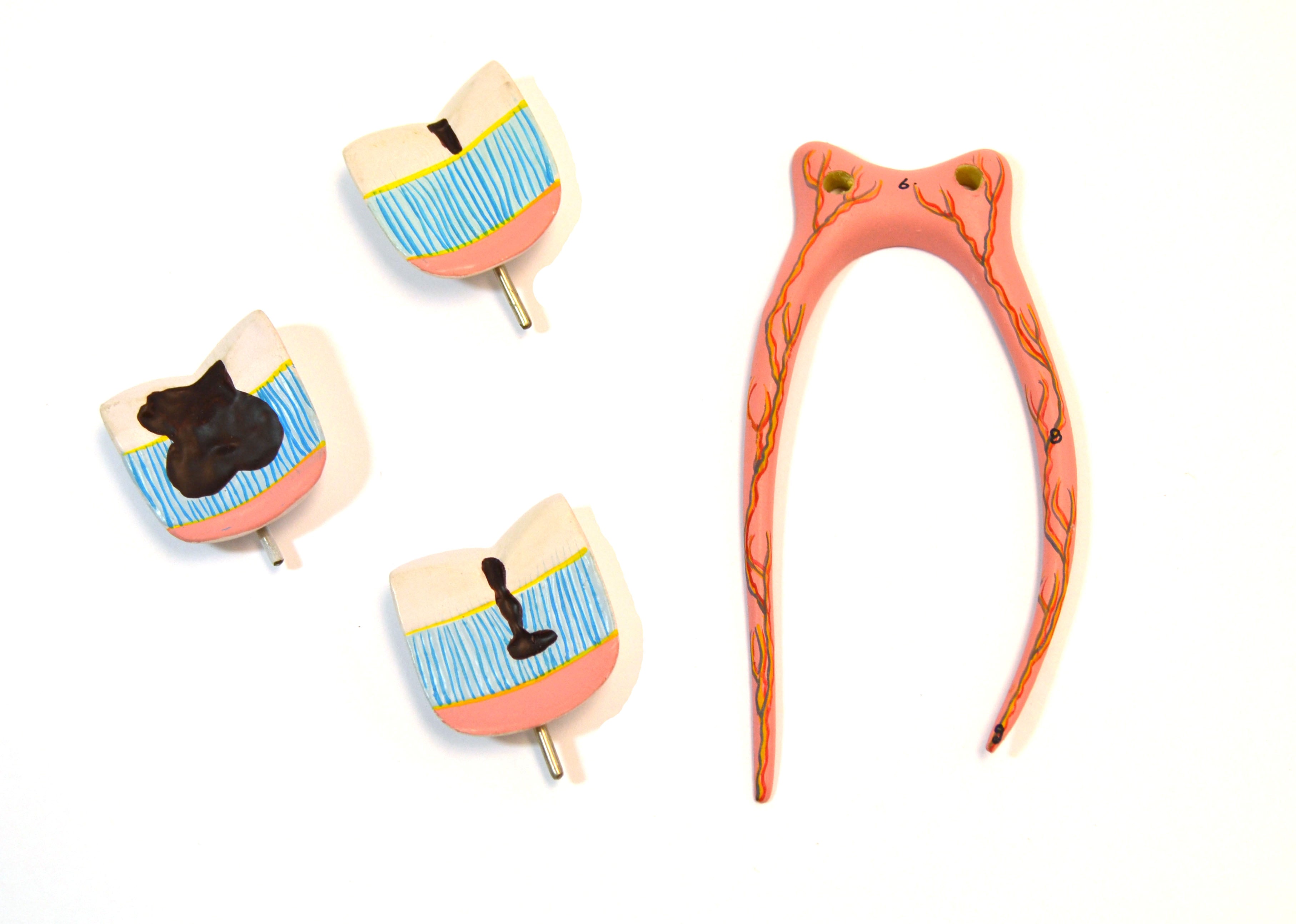 Upper Triple Root Molar Model with Interchangeable Cavities, 6-Part
