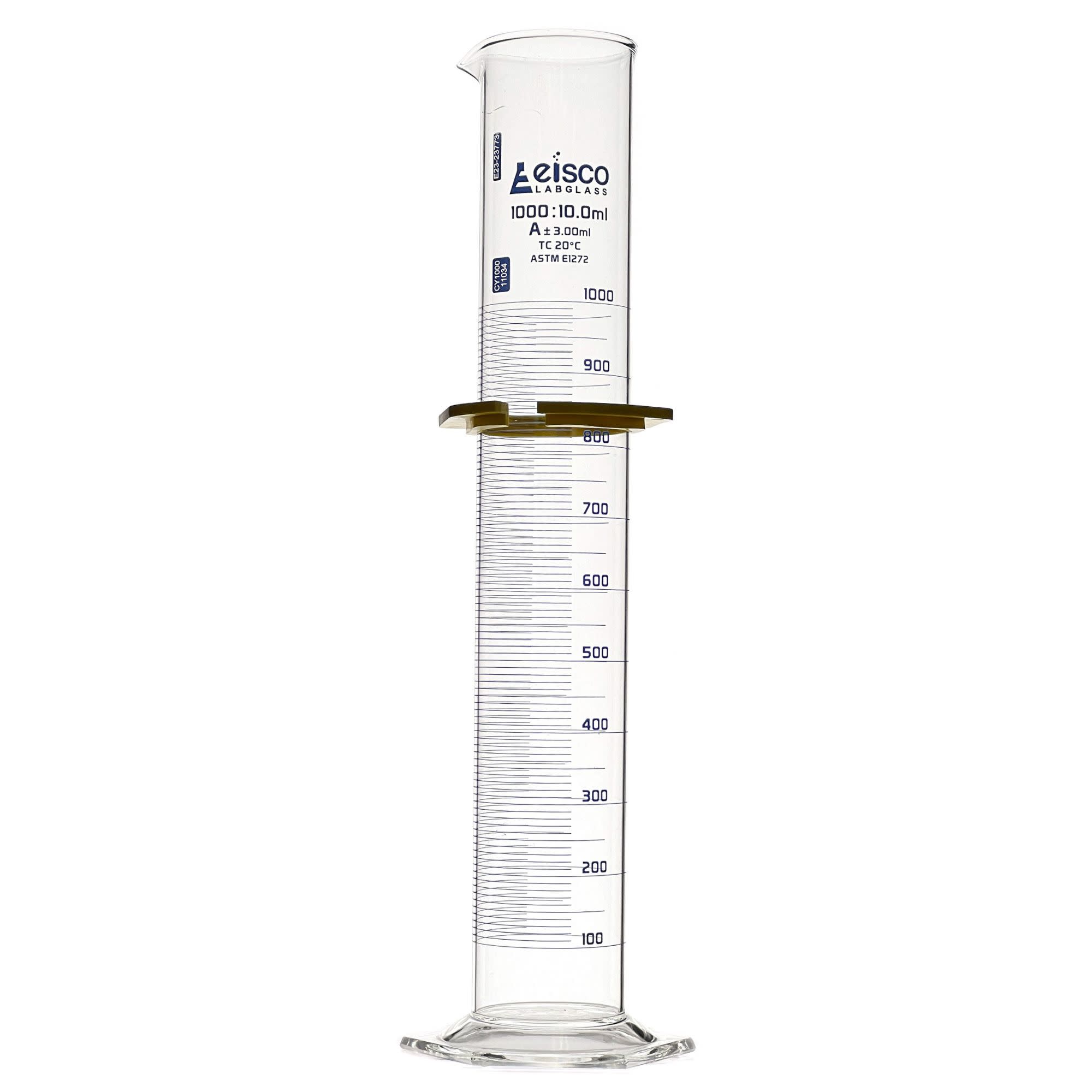 ASTM Class A Borosilicate Glass Graduated Cylinder with Individual Certificate, Blue Graduations