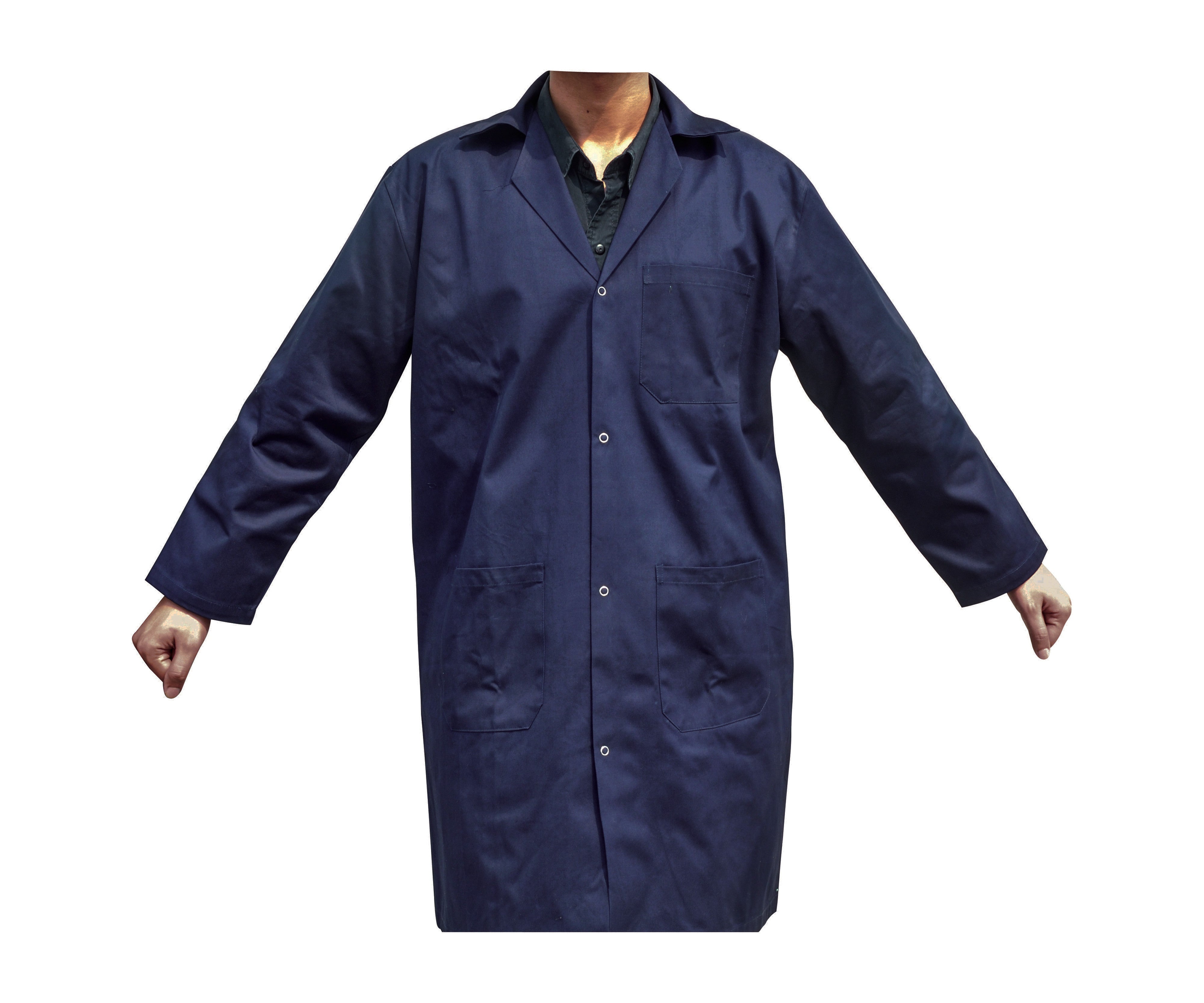 Navy Blue Polyester/Cotton Lab Coat, Large