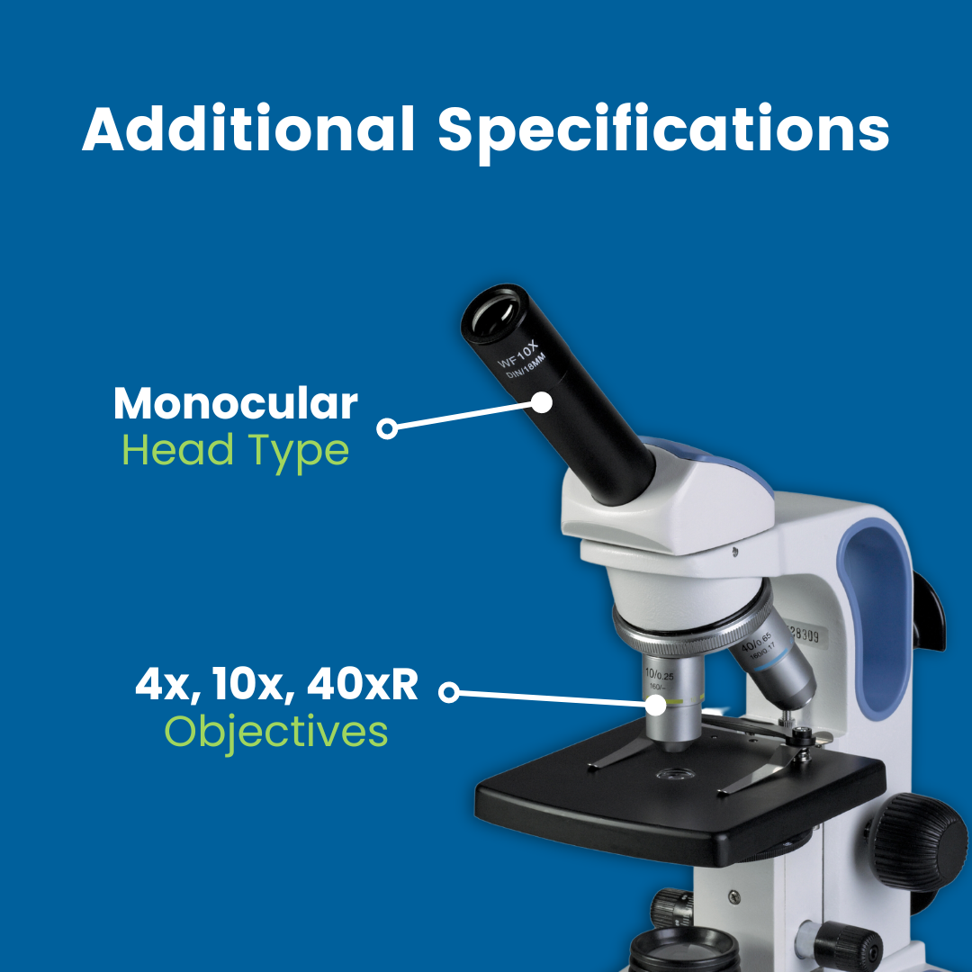 Accu-Scope Monocular Student Compound Microscope, EXM-150, 40-400X (Disc Diaphragm)