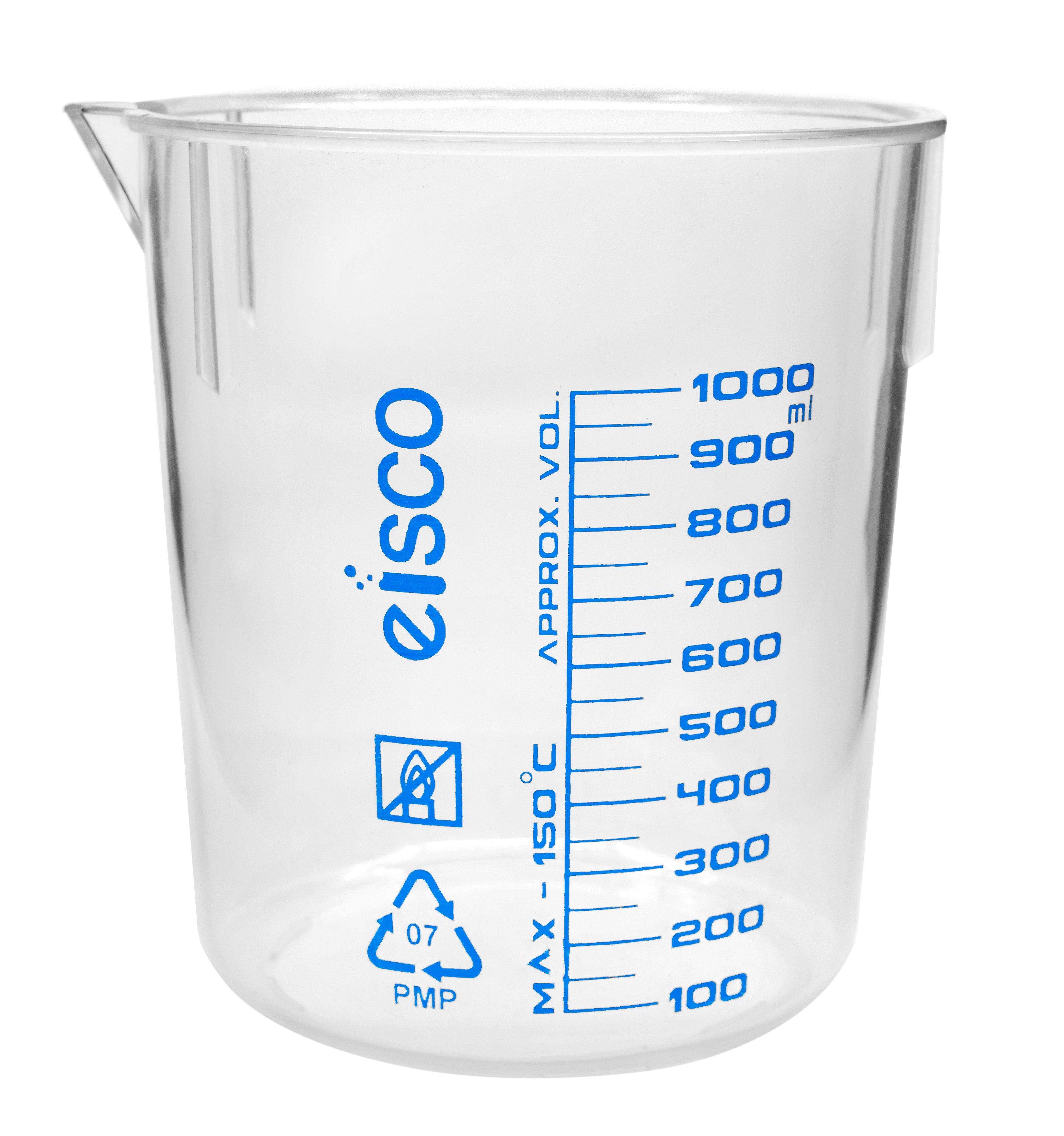 PMP Beaker with Spout and Blue Graduations