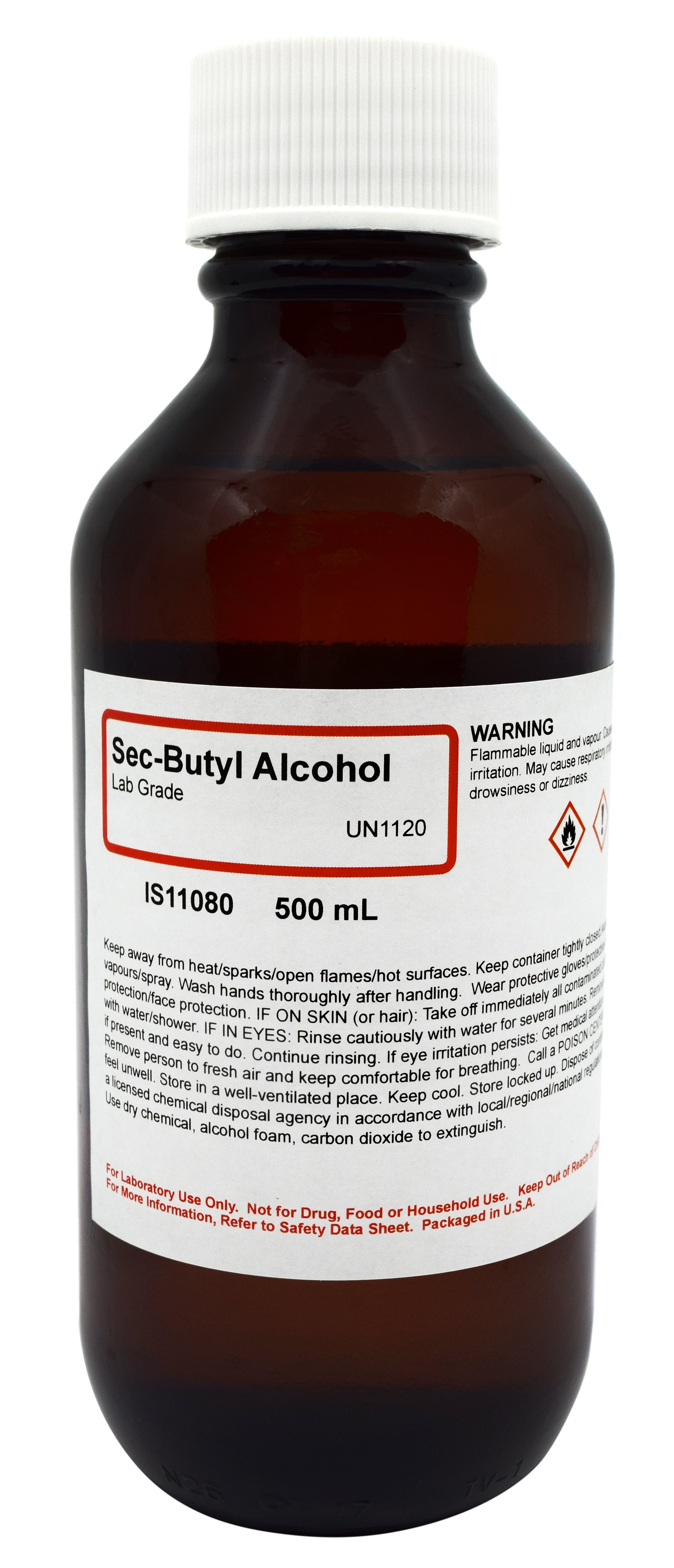 Laboratory Grade Sec-Butyl Alcohol, 500mL
