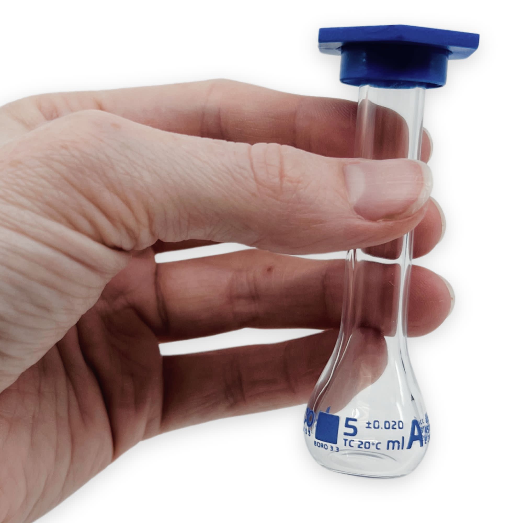 ASTM E288 Class A Volumetric Flask with Snap Cap, 5mL, Borosilicate Glass