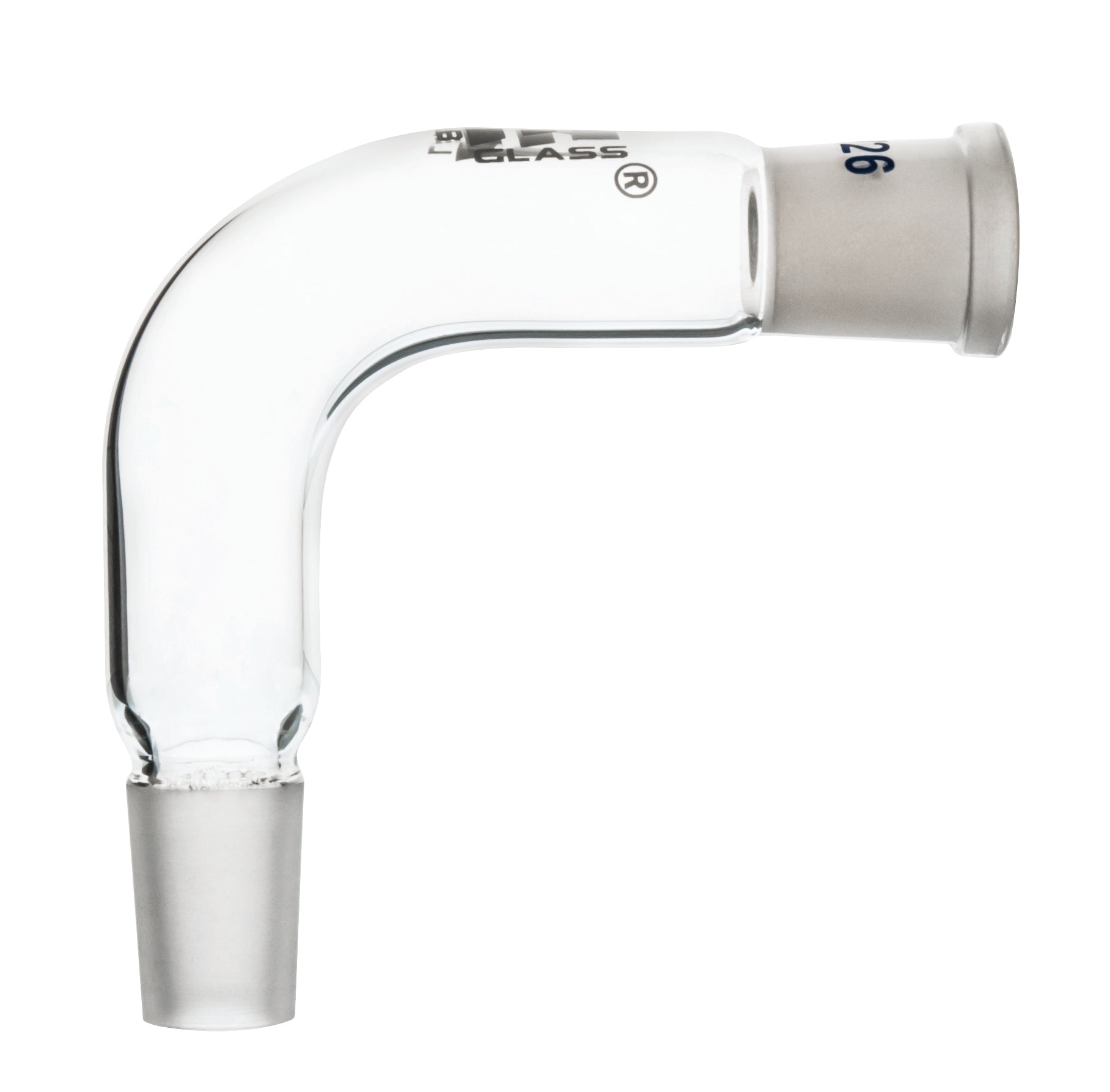 Plain Bend Receiver Adapter, 19/26 Socket and 19/26 Cone, Borosilicate Glass