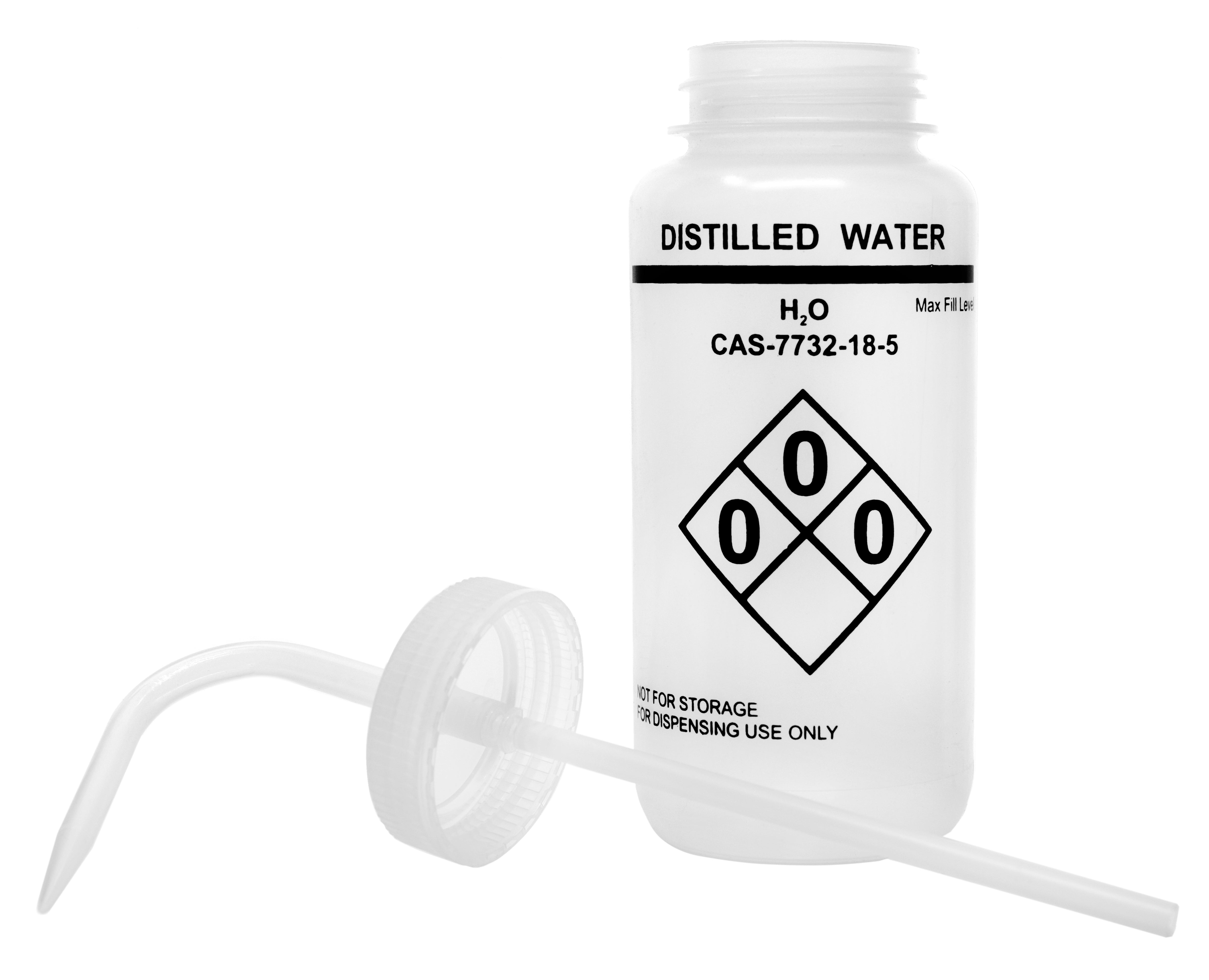 Self-Venting LDPE Distilled Water Wash Bottle, 500mL