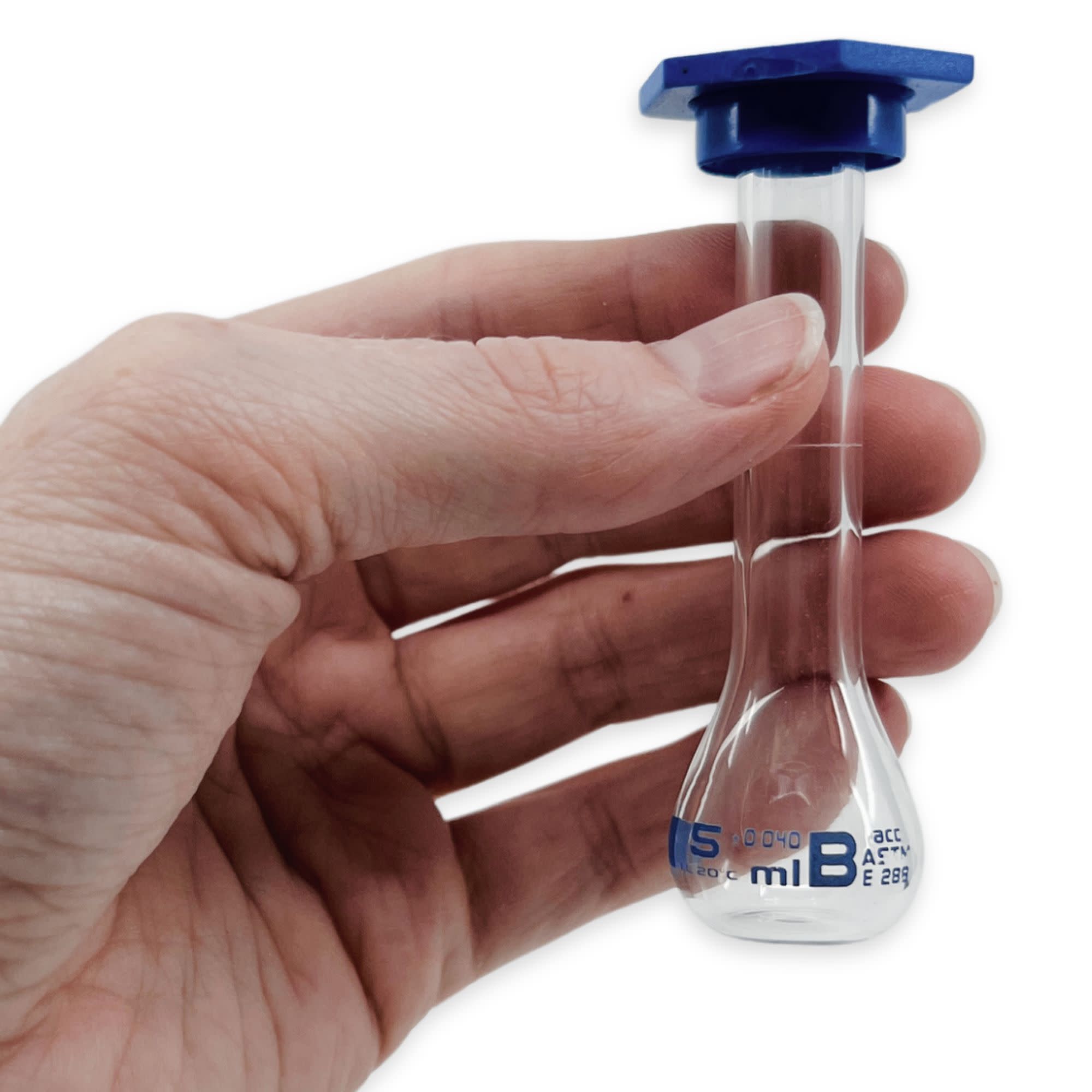 ASTM E288 Class B Volumetric Flask with Snap Cap, 5mL, Borosilicate Glass