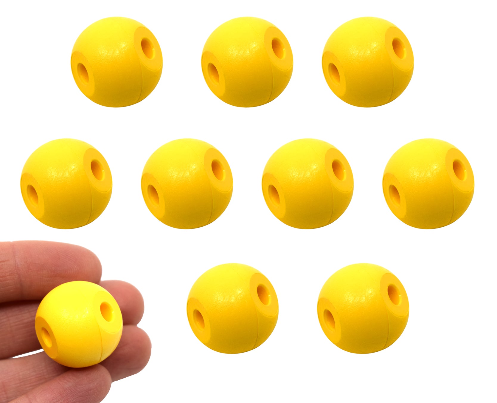 Yellow Molecular Model Atom, 2.2cm, 2 Holes, 10-Pack