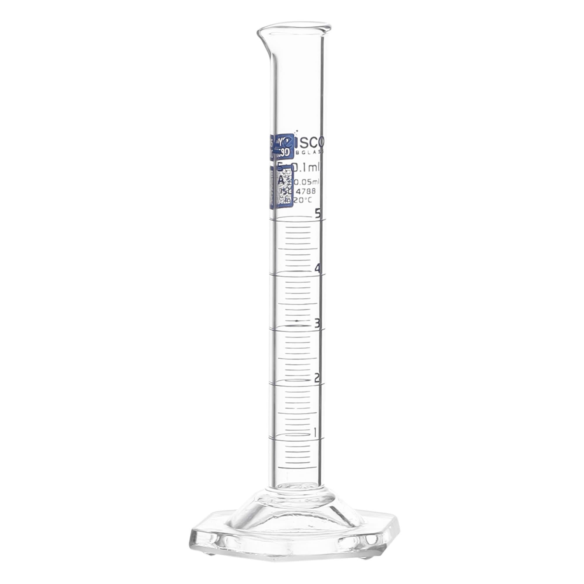 ASTM Class A Borosilicate Glass Graduated Cylinder with QR Certificate, Blue Graduations