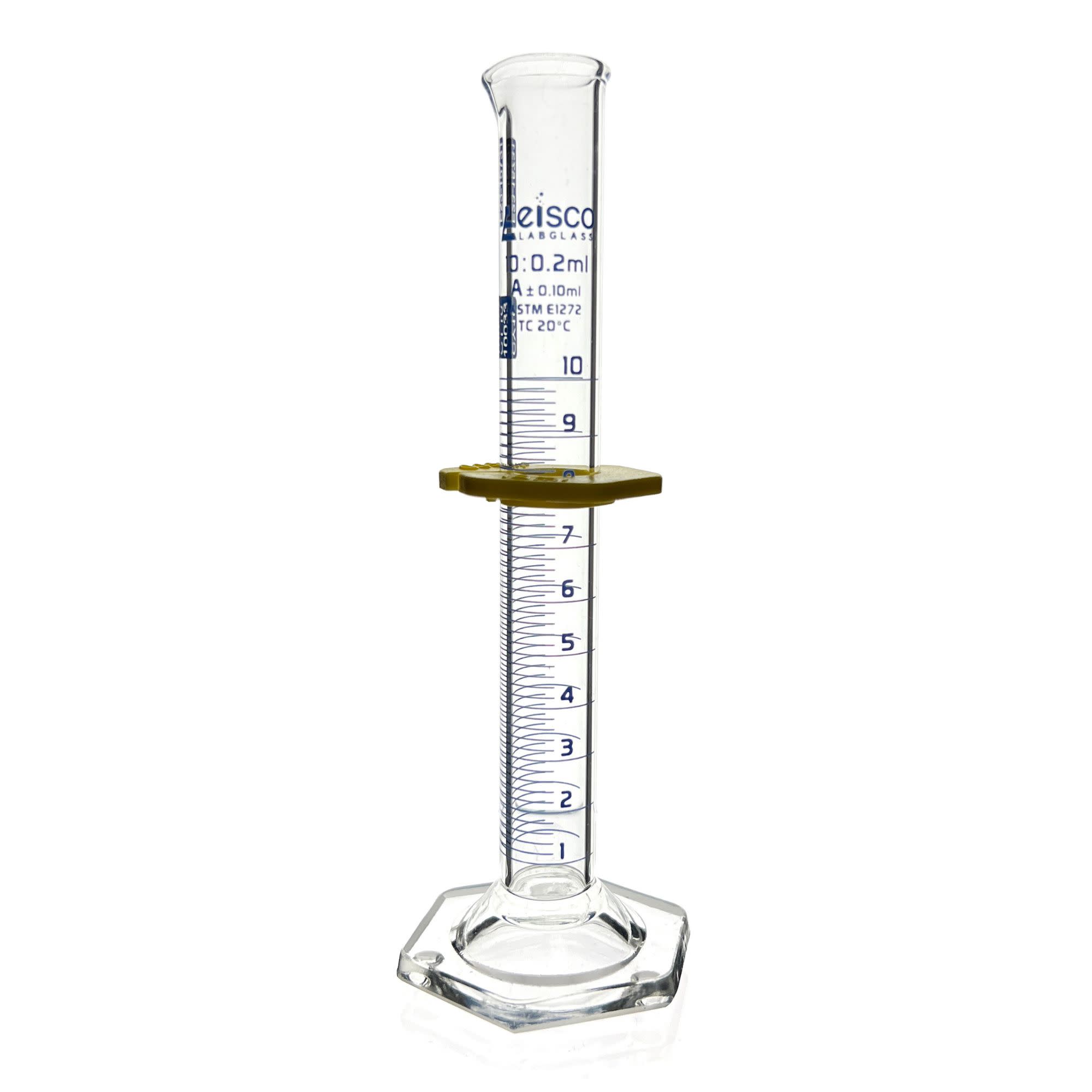 ASTM Class A Borosilicate Glass Graduated Cylinder with Individual Certificate, Blue Graduations