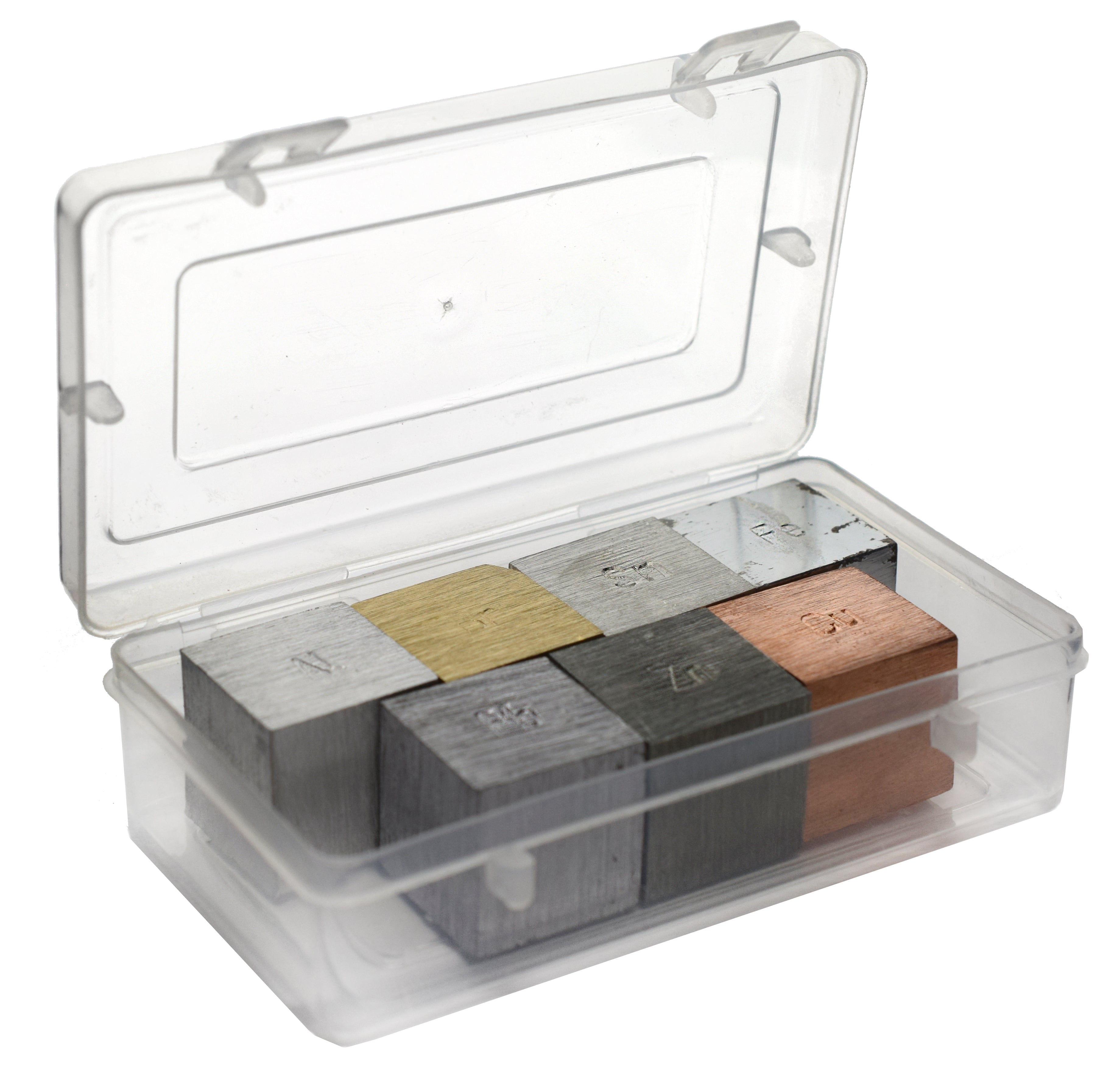 7-Metal Density Cubes Set, 20mm (Brass, Lead, Iron, Copper, Aluminum, Zinc, Tin)