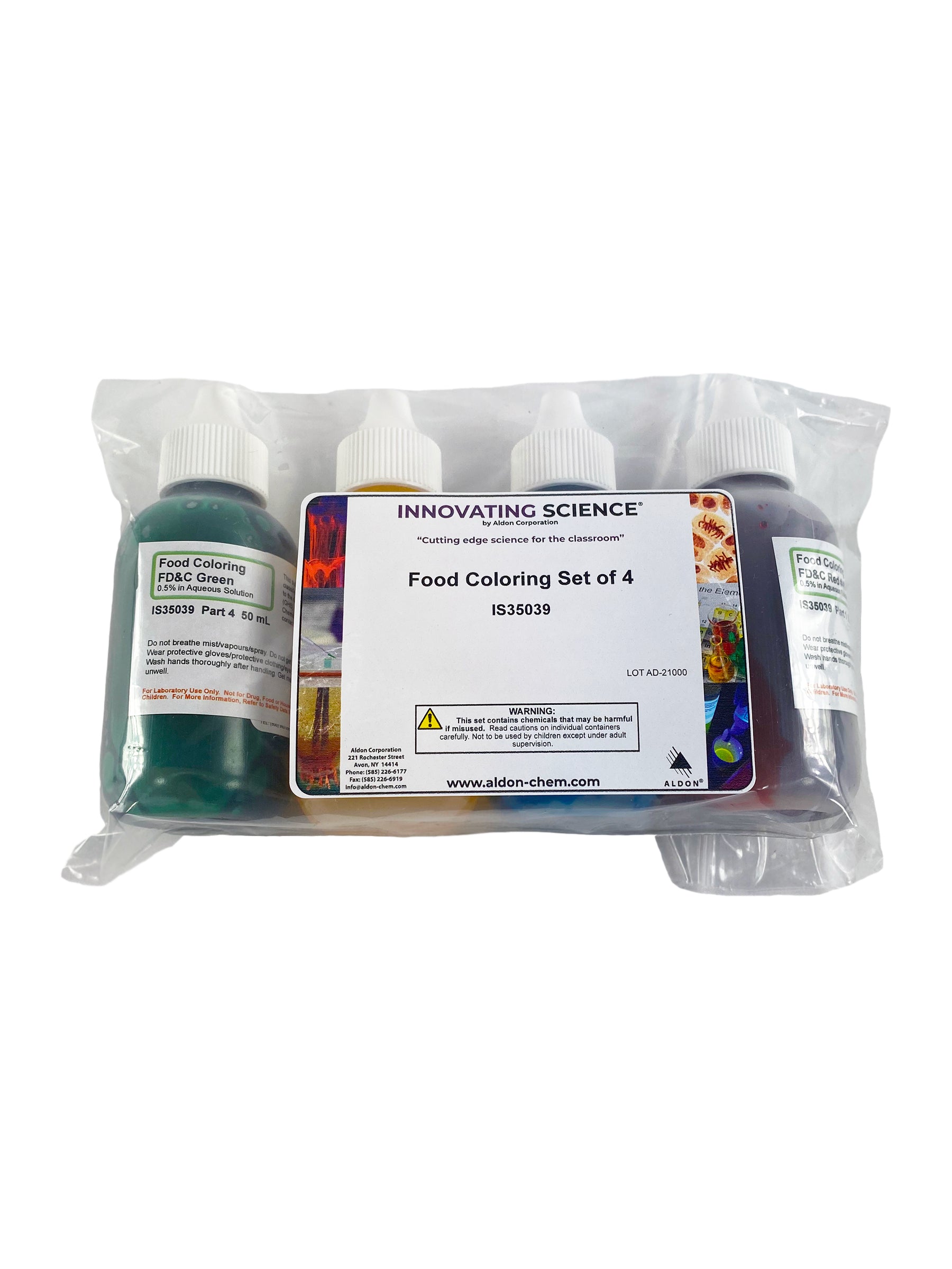 4-Pack Food Coloring Assortment Dropper Bottles, Blue/Yellow/Red/Green, 50mL Each