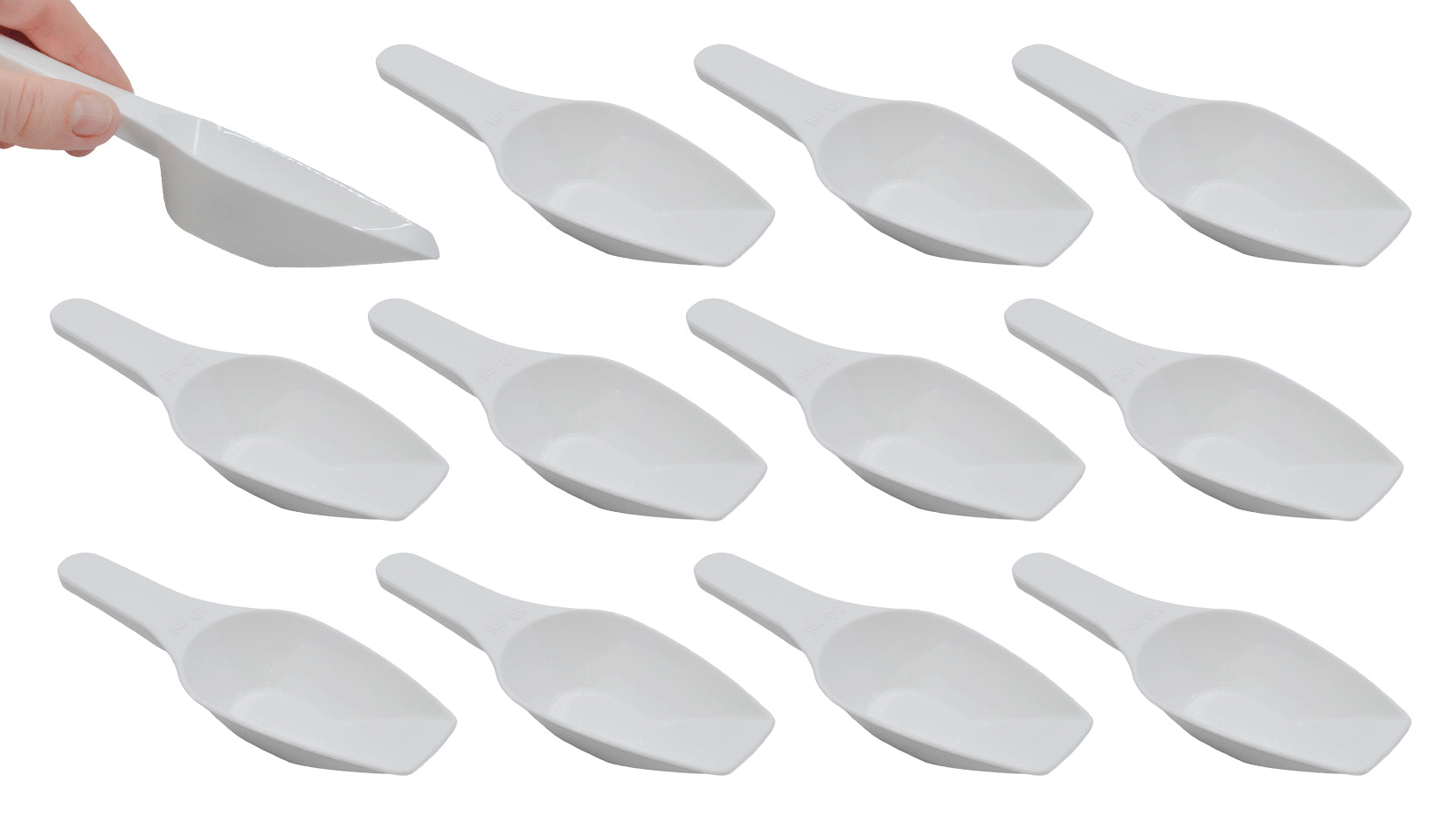 Autoclavable Polypropylene Scoop with Flat Bottom, 12-Pack