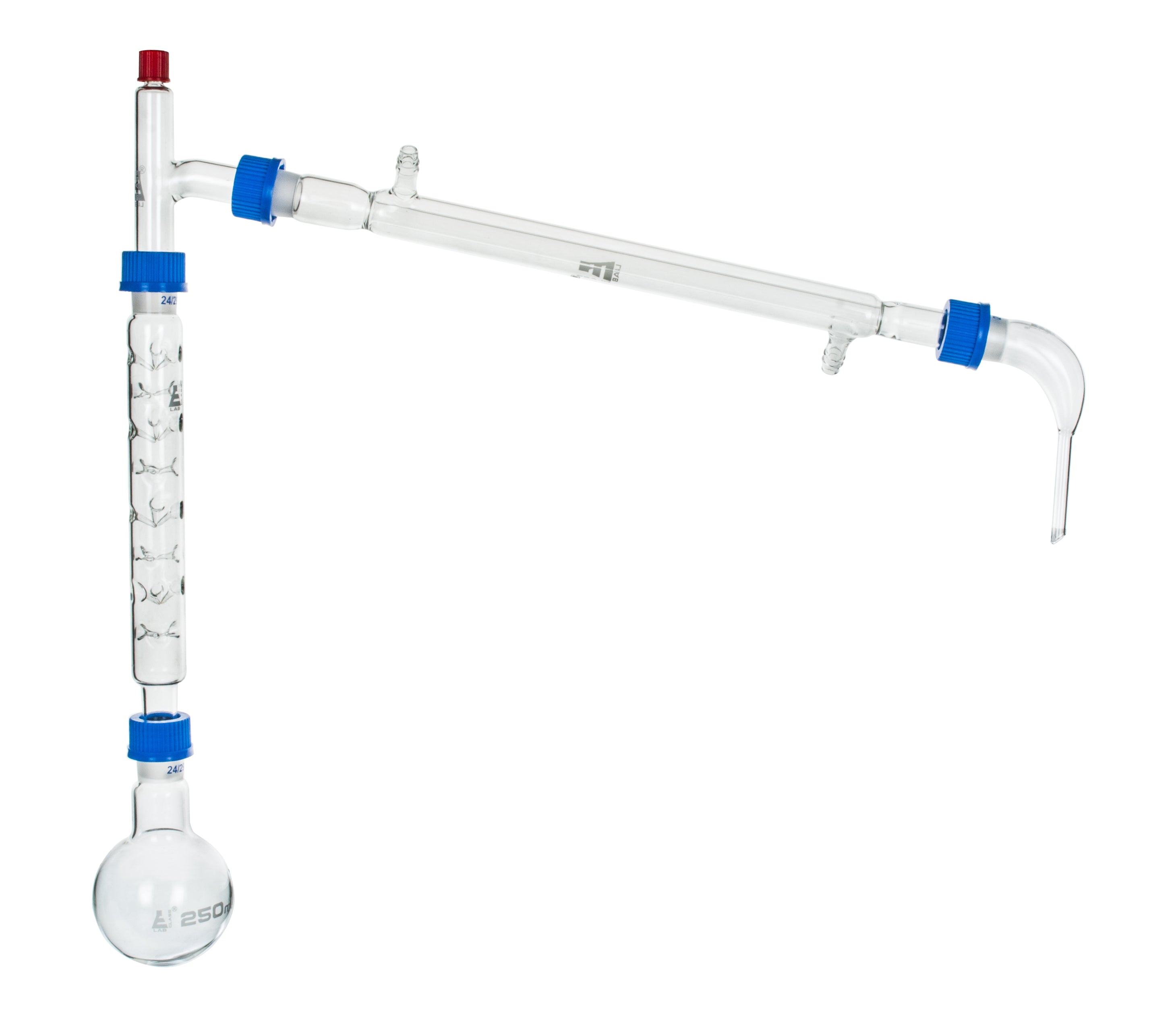 4-Piece Fractional Distillation Set with 250mL Flask and Vigreux Column, 24/29 Joints, Borosilicate Glass