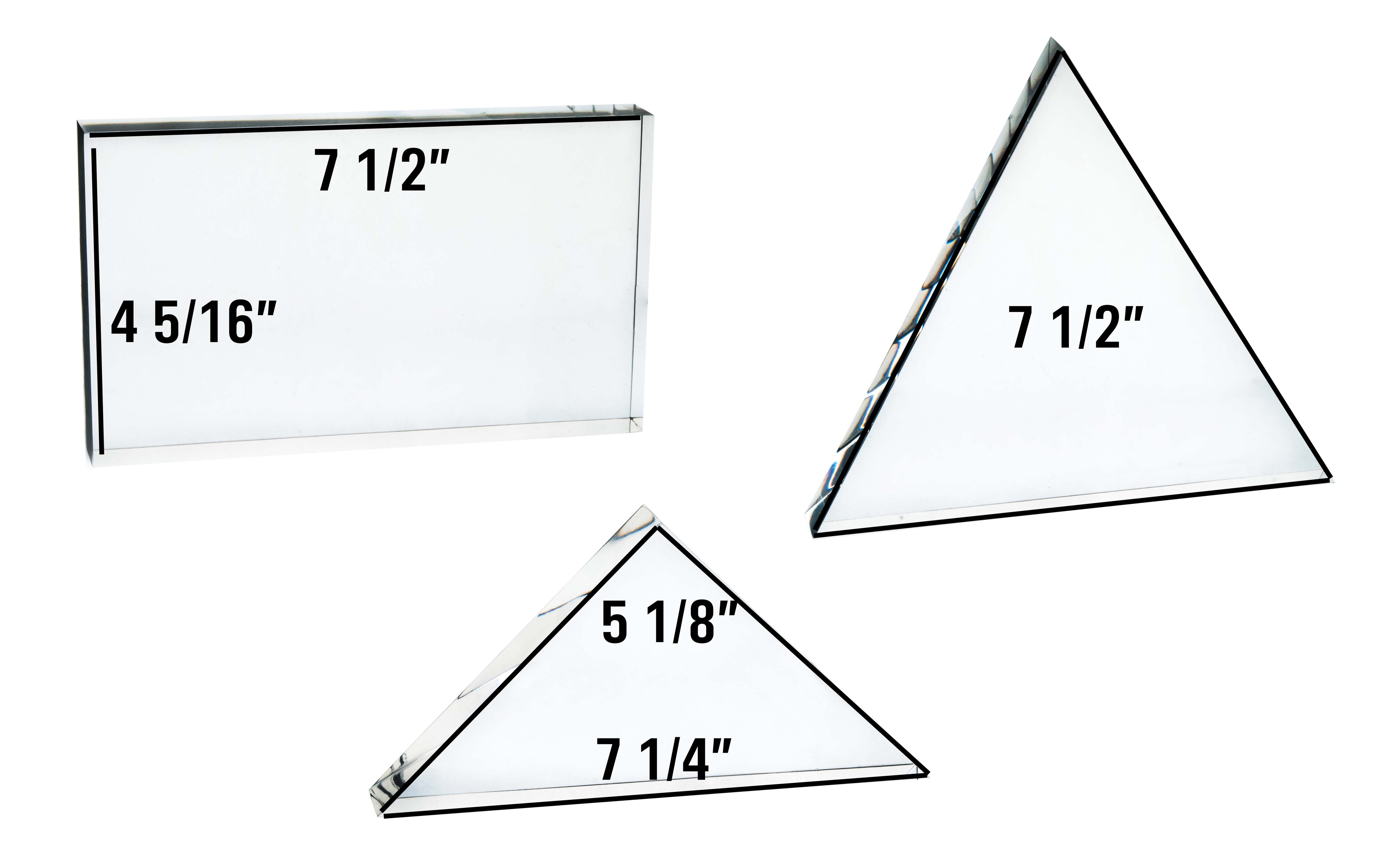 3-Piece Large Acrylic Block Set for Light Demonstrations (Rectangle, Equilateral, Right Isosceles)