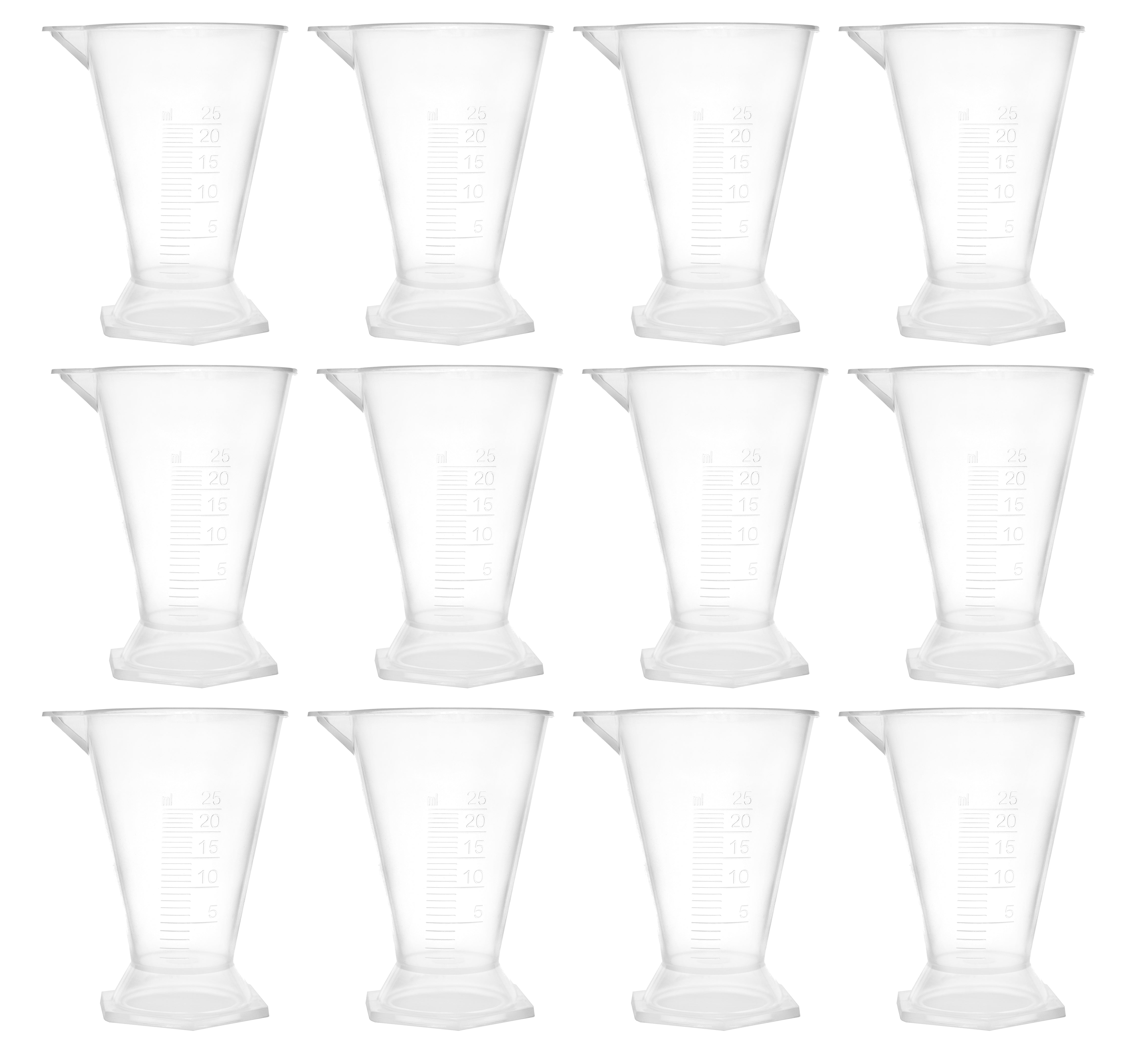 Translucent Polypropylene Conical Measure with Raised Graduations, 12-Pack