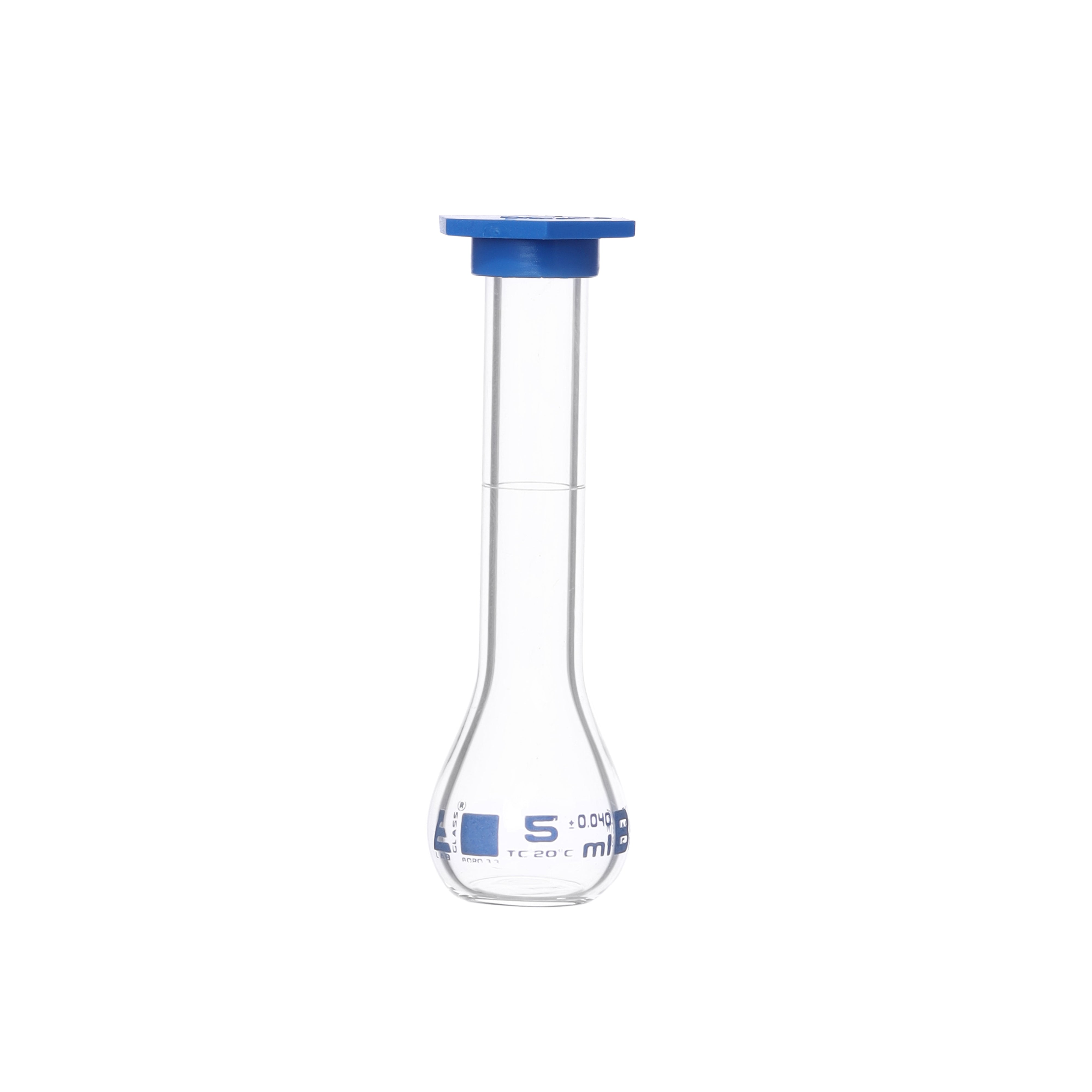 ASTM E288 Class B Volumetric Flask with Snap Cap, 5mL, Borosilicate Glass
