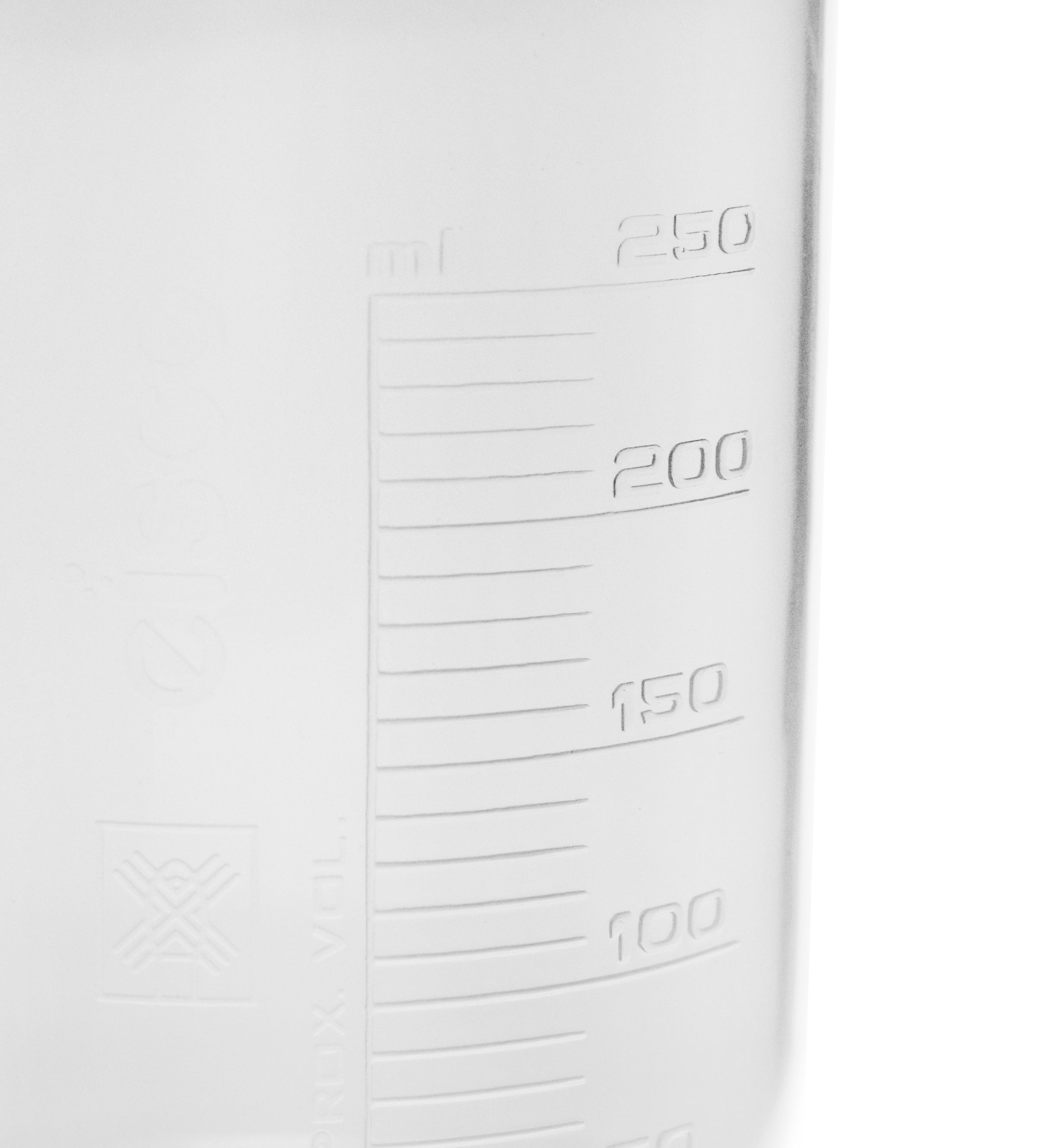 50PK Plastic Beakers, 250ml - Polypropylene - Raised Graduations