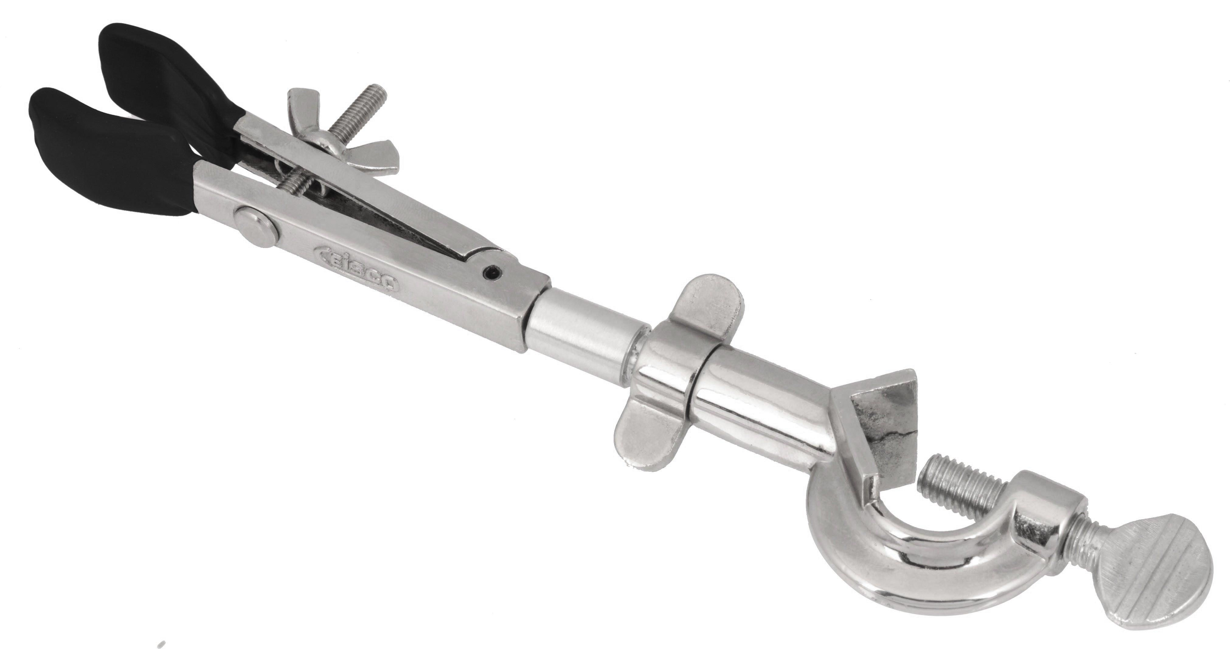 2-Prong Adjustable Clamp, 8-30mm Capacity, Vinyl-Coated Jaws