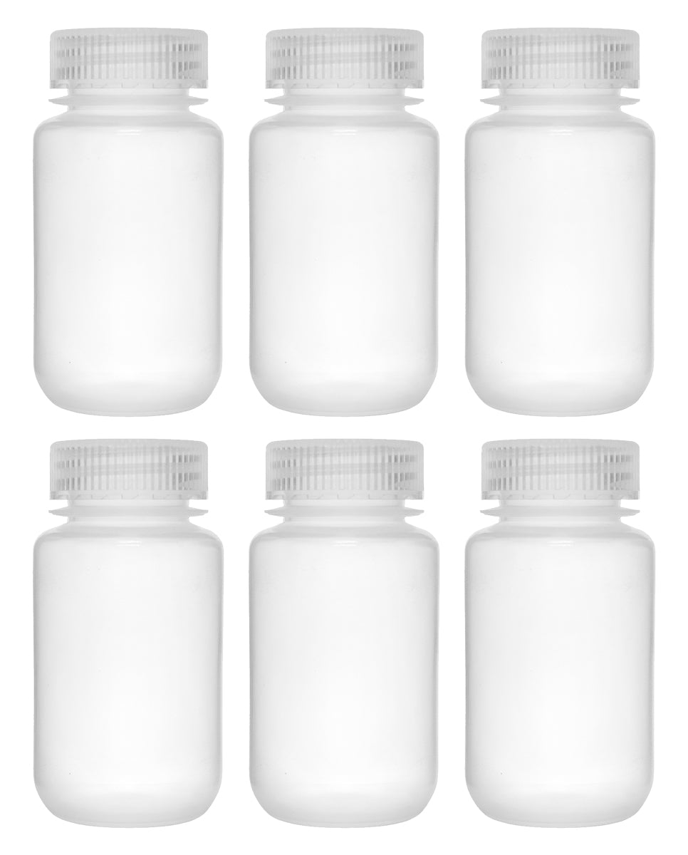 Translucent Wide Mouth Polypropylene Reagent Bottle with Screw Cap, 6-Pack