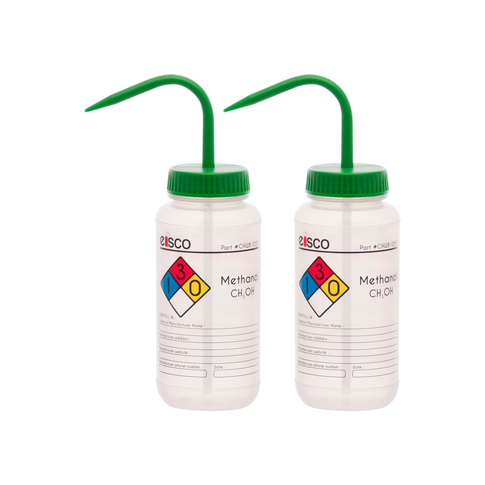 Methanol Wash Bottle, Polypropylene, 4-Color Label, 500mL