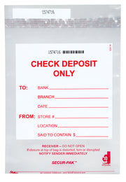 Tamper-Evident Check Deposit Bags with Barcode, 9 x 12", 100-Pack