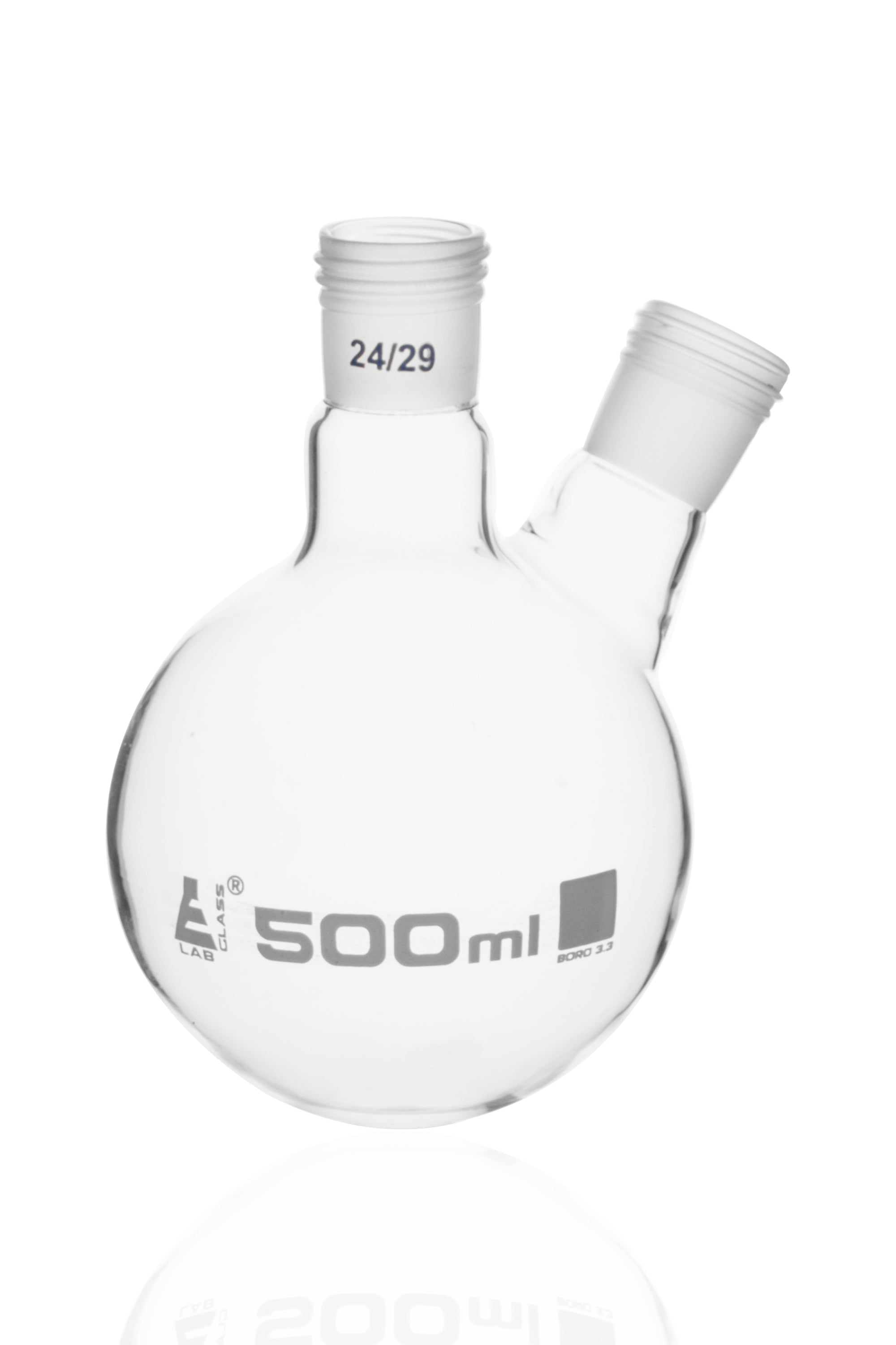 Round Bottom Two-Neck Borosilicate Glass Distillation Flask with Threaded Joints
