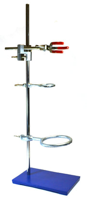 6-Piece Rectangular Retort Stand Set with 3-Prong Dual-Adjusting Clamp, 10 x 6" Base
