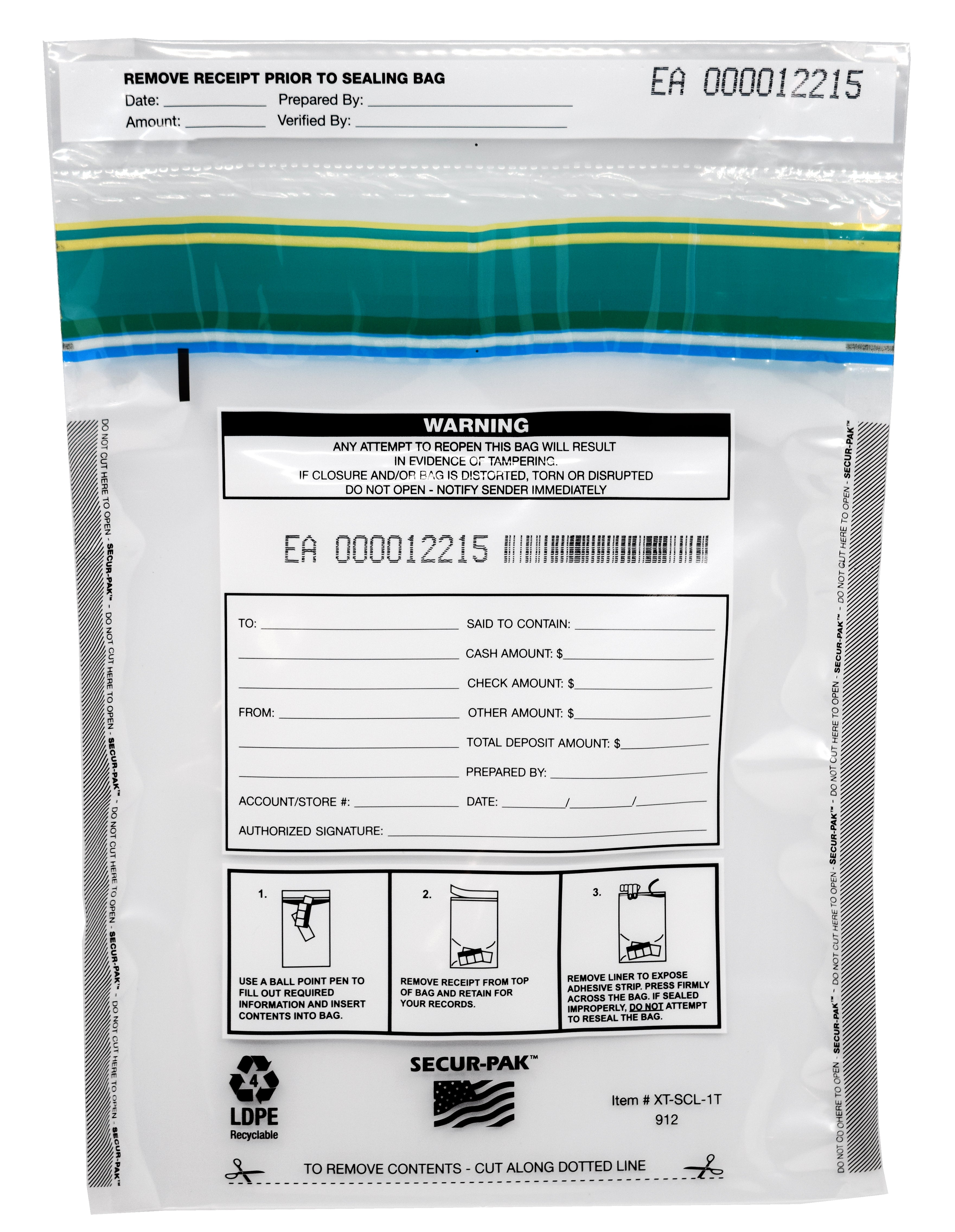 Premium Tamper-Evident Self-Sealing Security Bags with Pocket, 9 x 12", 100-Pack