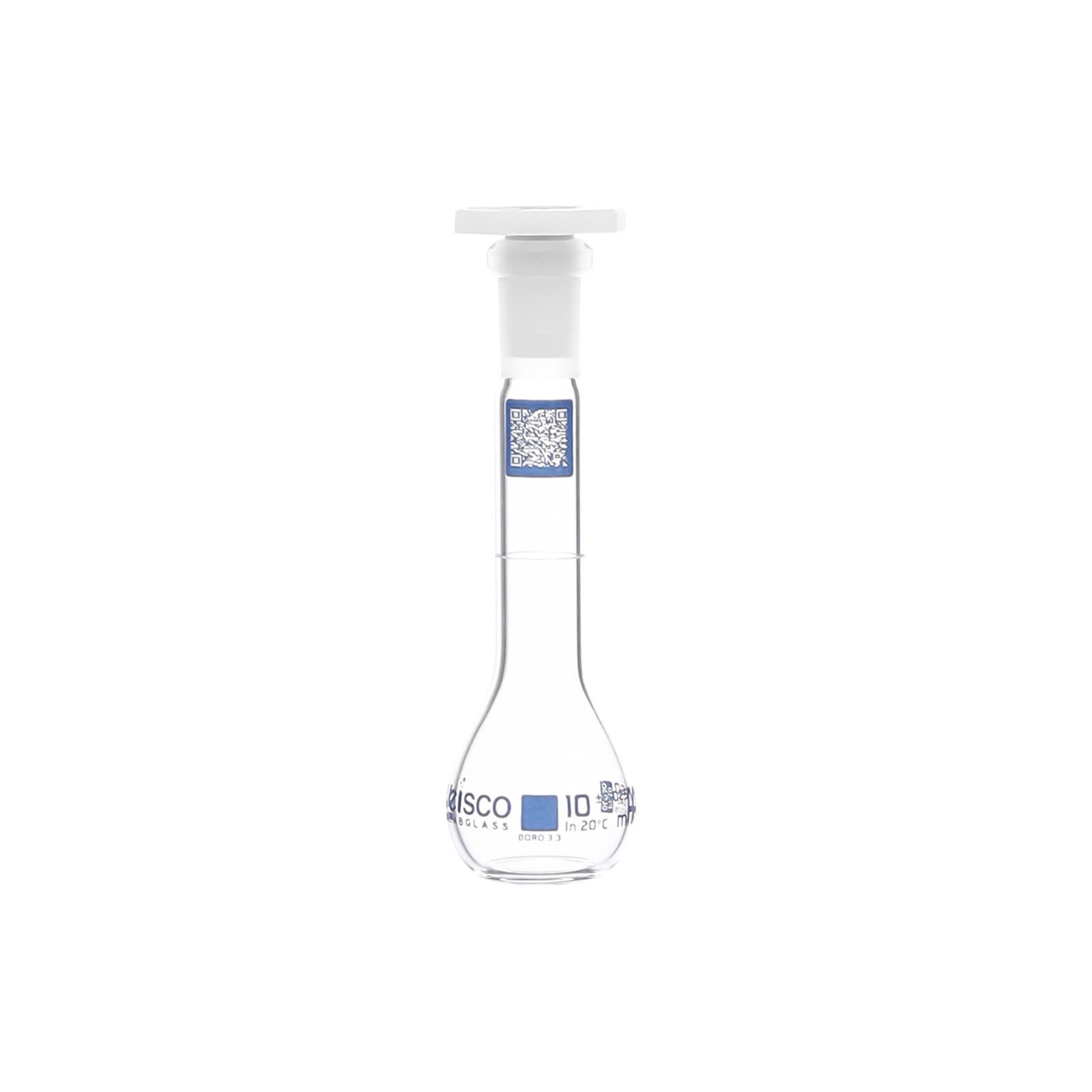 Class A Borosilicate Glass Volumetric Flask with Polyethylene Stopper, QR Certificate