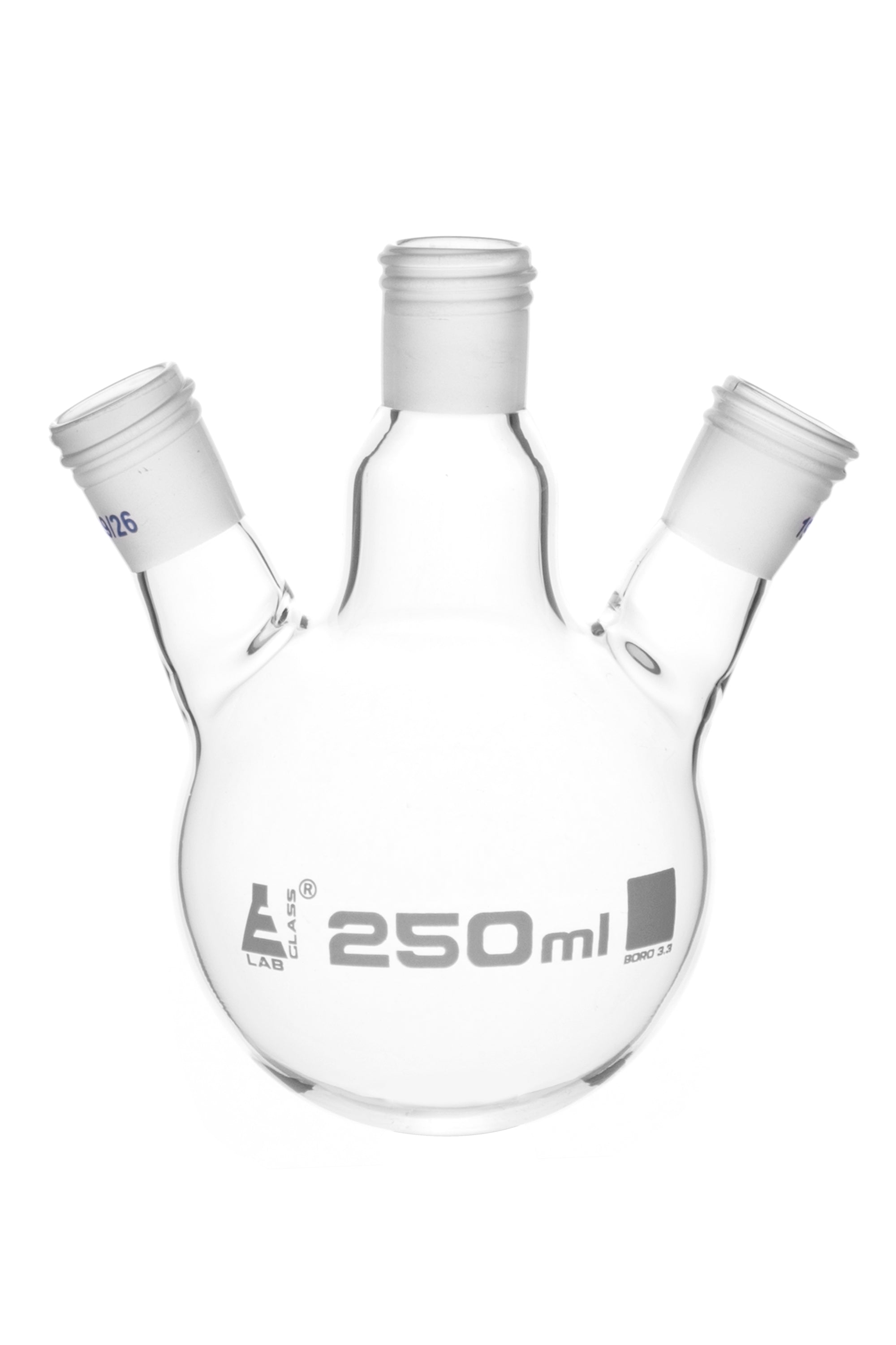 Three-Neck Borosilicate Glass Distillation Flask with Threaded Joints