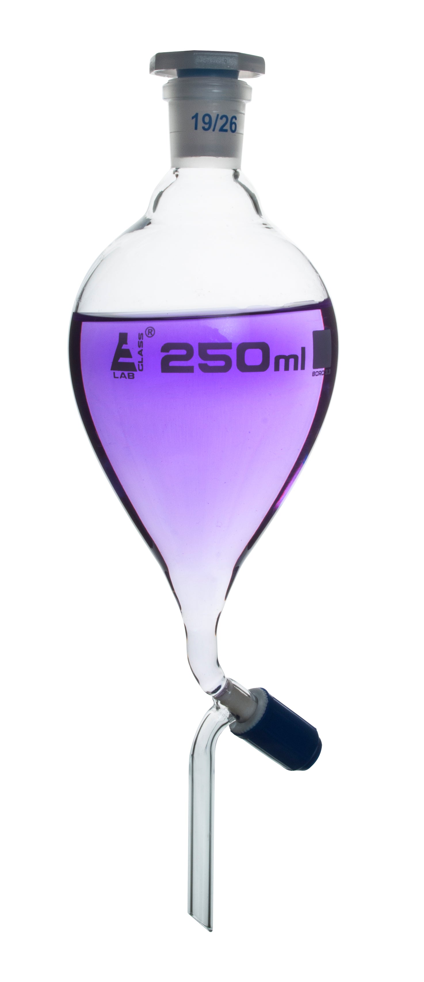 Pressure Equalizing Pear Shape Borosilicate Glass Separating Funnel with Rotaflow Stopcock