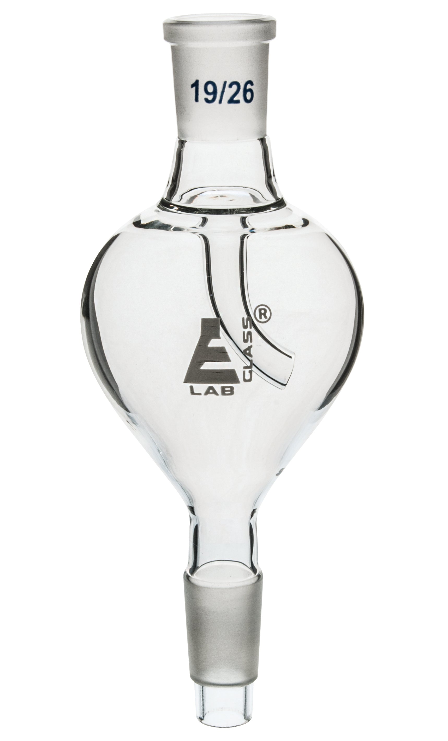 Vertical Pear-Shape Splash Head, 19/26 Socket and 24/29 Cone, Borosilicate Glass