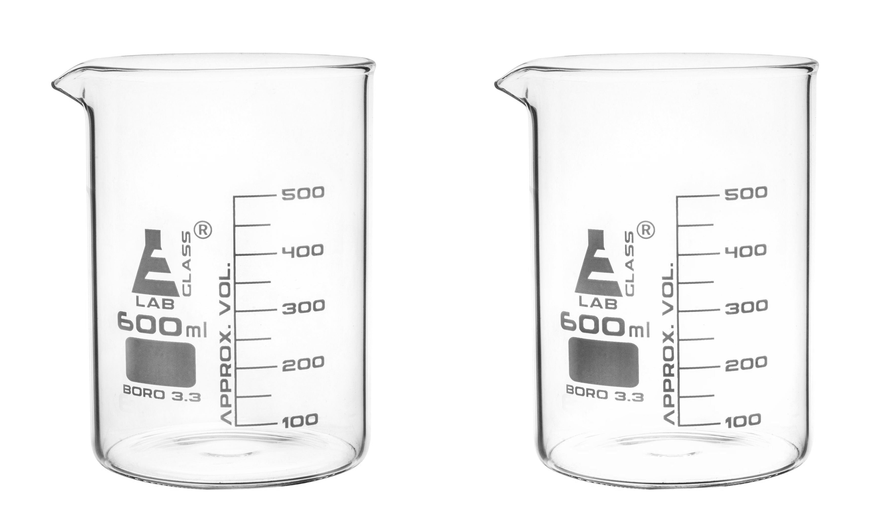 2-Pack Borosilicate Glass Beaker Pint Glasses with Pouring Spout, 20oz/600mL