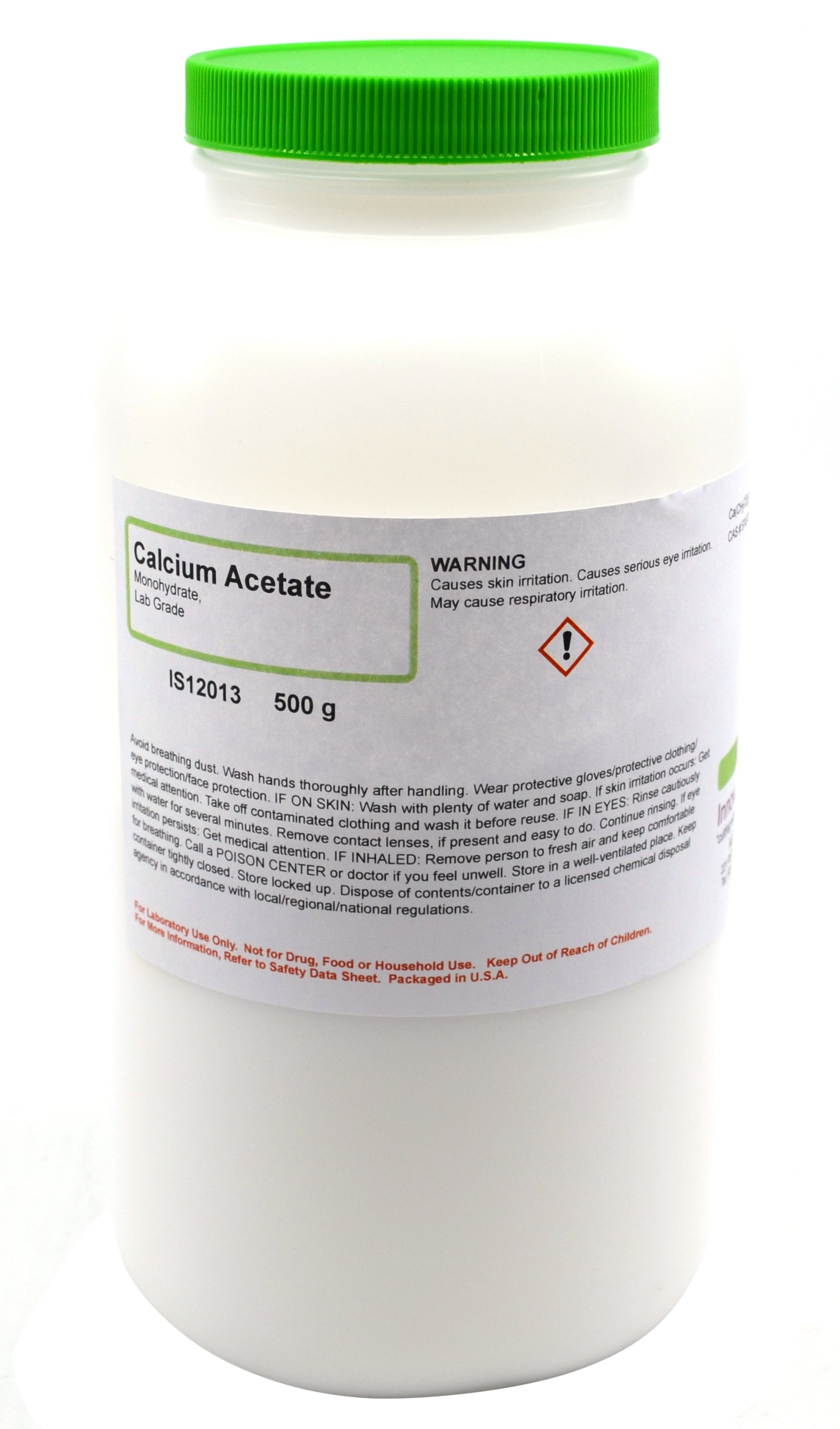 Laboratory Grade Calcium Acetate Monohydrate, 500g