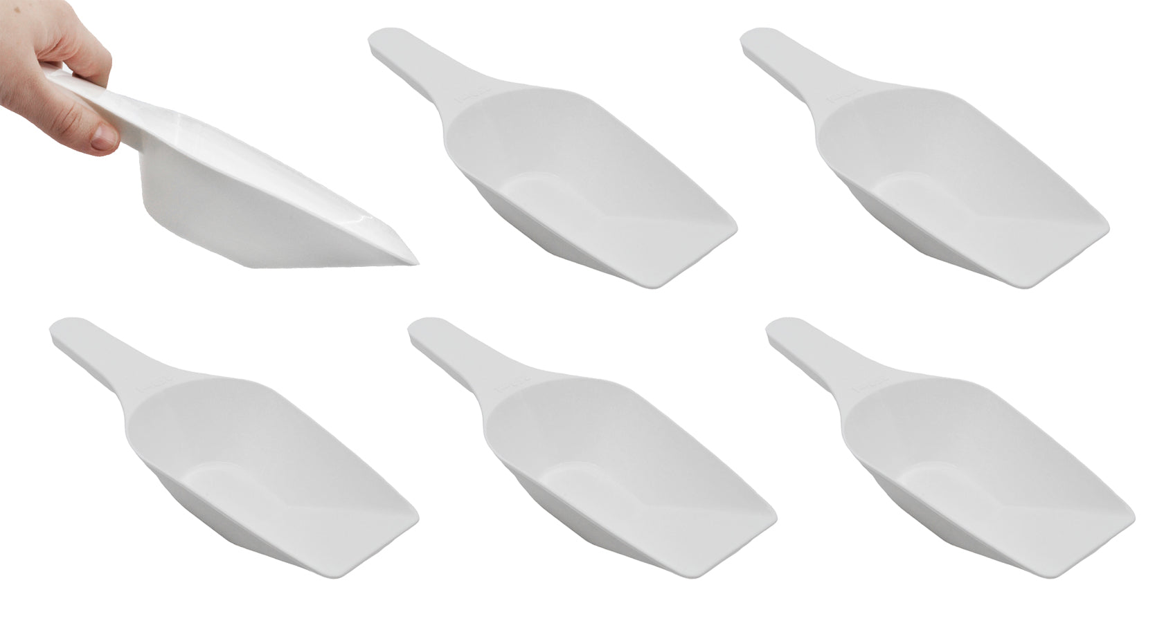 Autoclavable Polypropylene Scoop with Flat Bottom, 6-Pack
