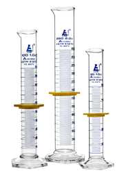Class A Borosilicate Glass Graduated Cylinder Set, 3-Piece, 50-250mL