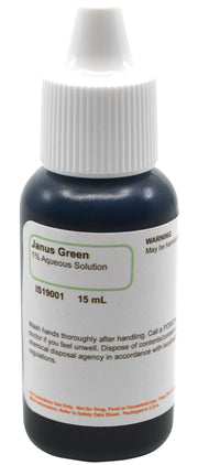 Laboratory Grade Janus Green Histology Stain Solution, 1%, 15mL