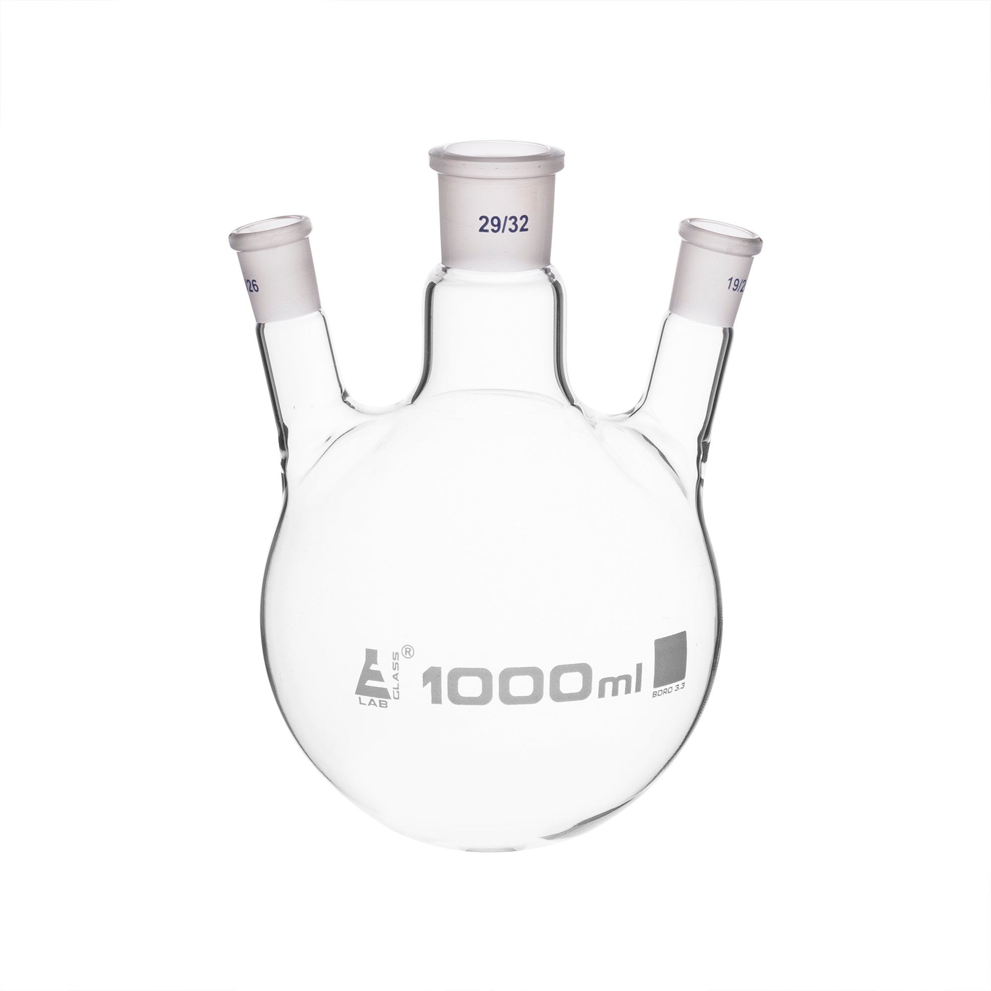 Round Bottom Three-Angled-Neck Borosilicate Glass Distillation Flask