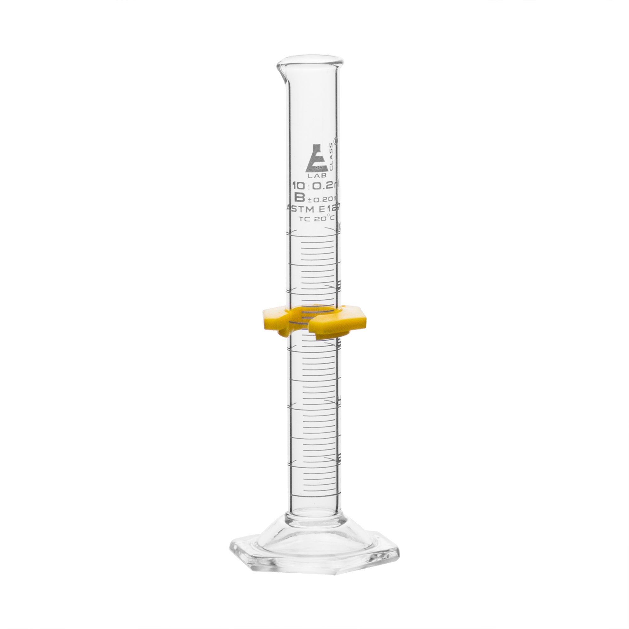 Class B Borosilicate Glass Graduated Cylinder with Protective Collar, White Graduations